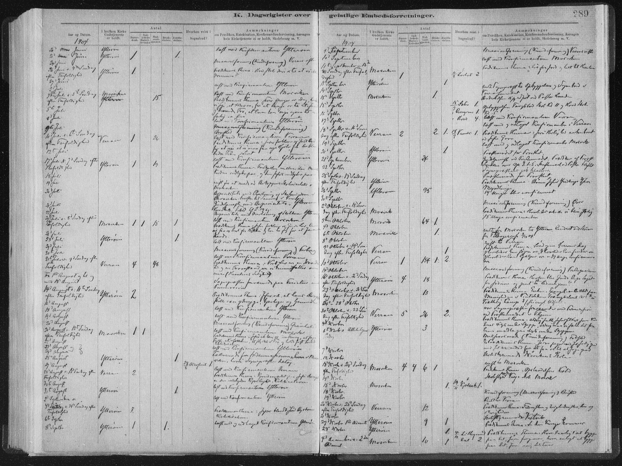 Ministerialprotokoller, klokkerbøker og fødselsregistre - Nord-Trøndelag, SAT/A-1458/722/L0220: Parish register (official) no. 722A07, 1881-1908, p. 289