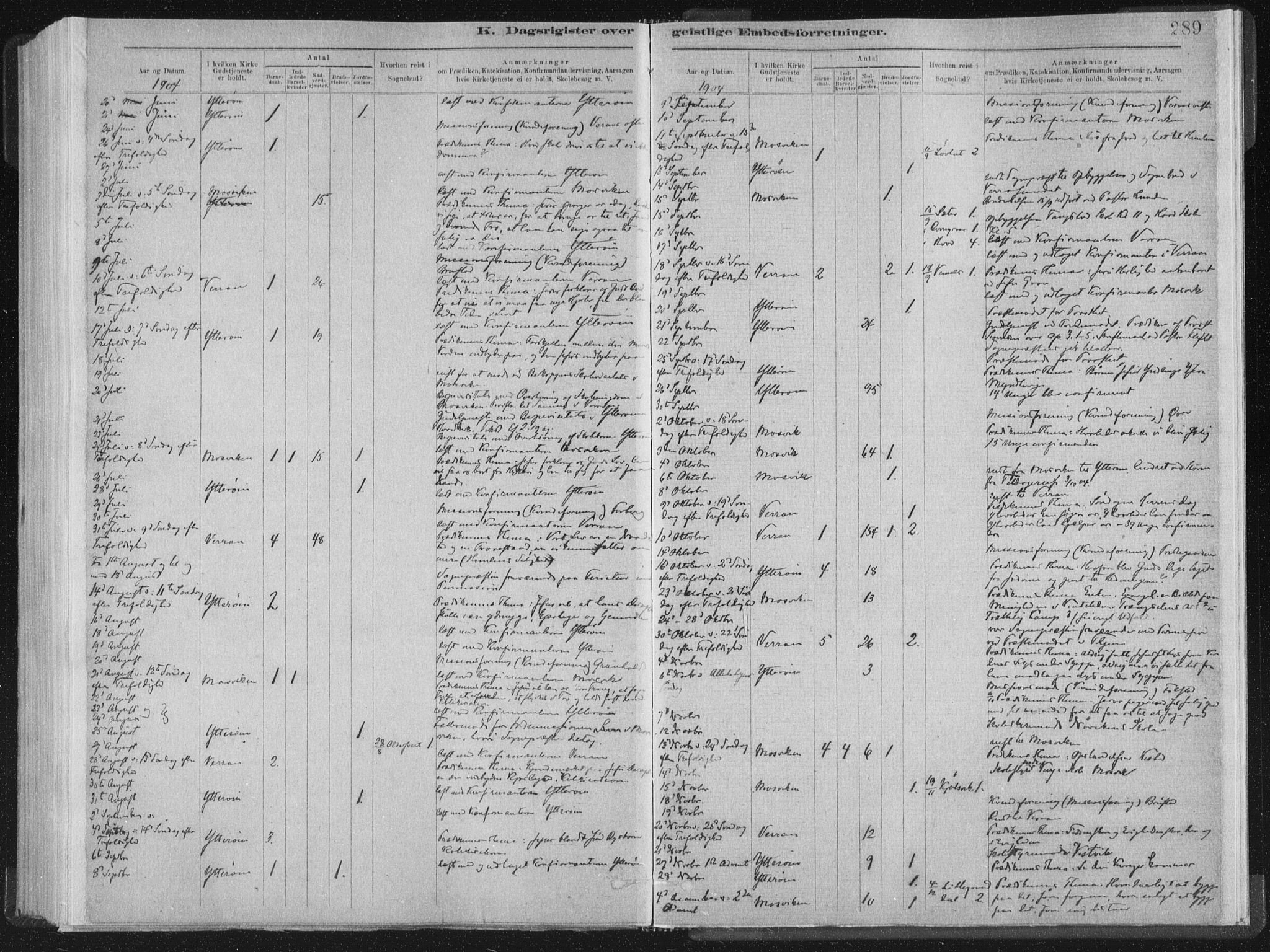 Ministerialprotokoller, klokkerbøker og fødselsregistre - Nord-Trøndelag, AV/SAT-A-1458/722/L0220: Parish register (official) no. 722A07, 1881-1908, p. 289