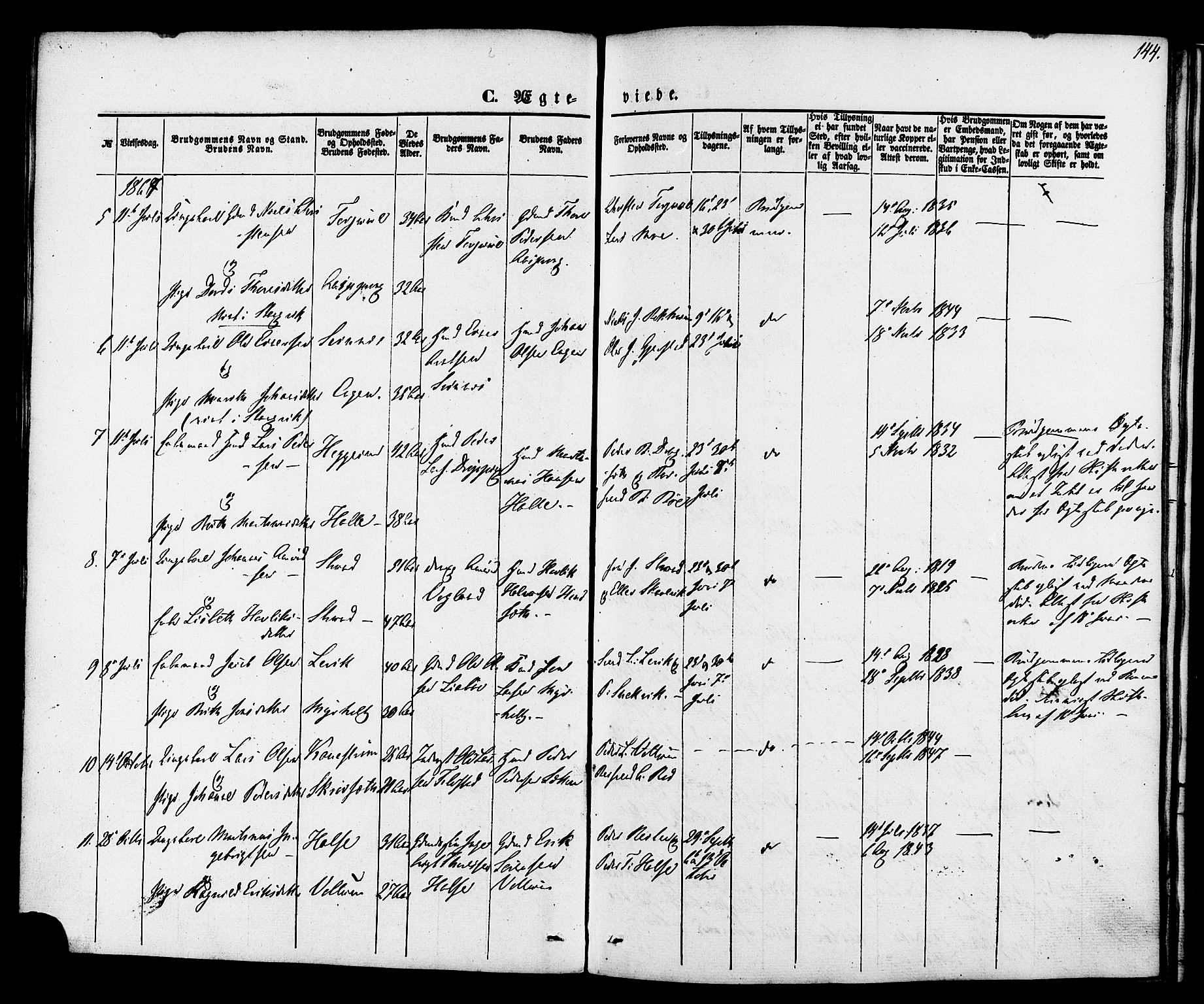 Ministerialprotokoller, klokkerbøker og fødselsregistre - Møre og Romsdal, SAT/A-1454/576/L0884: Parish register (official) no. 576A02, 1865-1879, p. 144