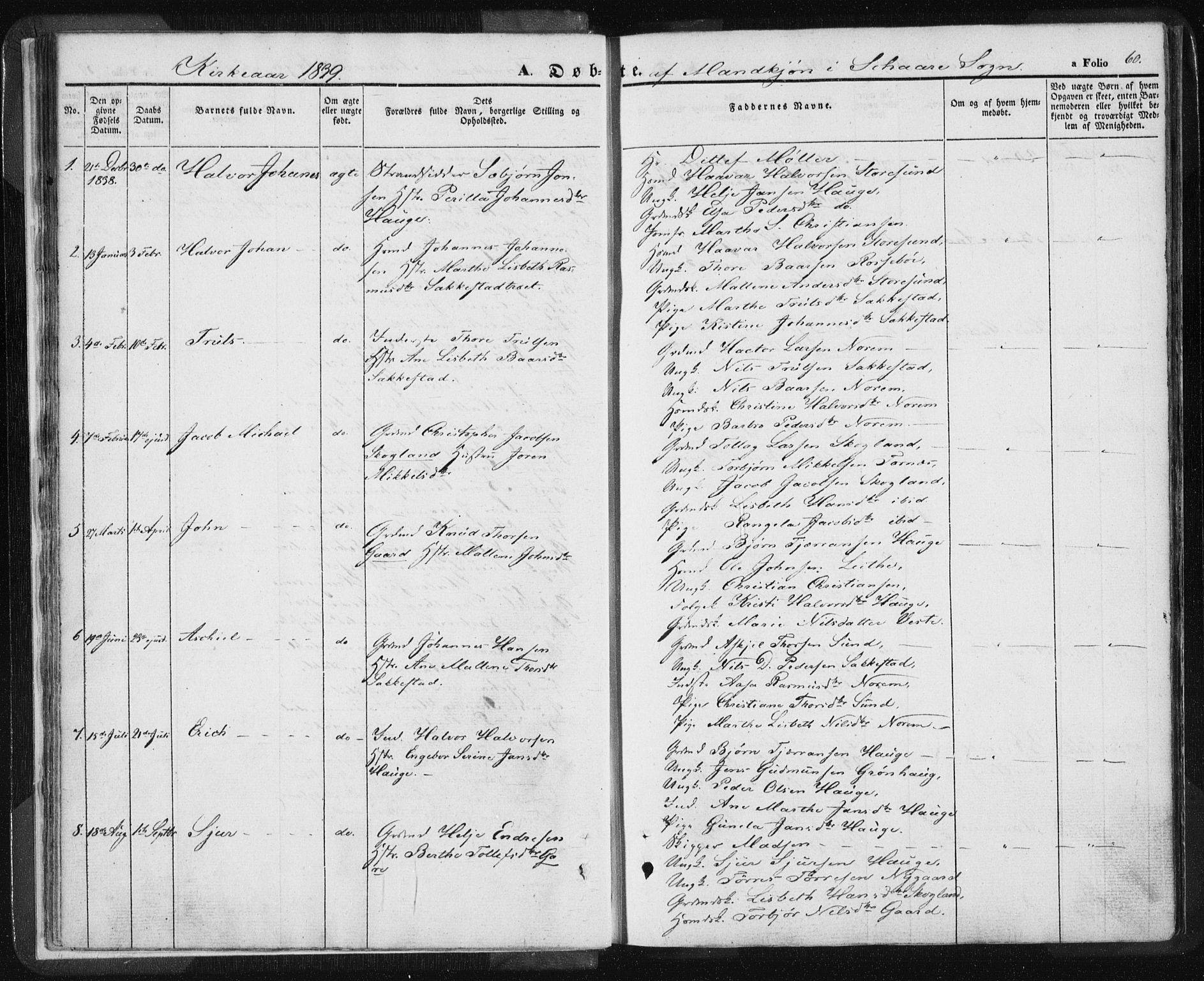 Torvastad sokneprestkontor, SAST/A -101857/H/Ha/Haa/L0006: Parish register (official) no. A 6, 1836-1847, p. 60