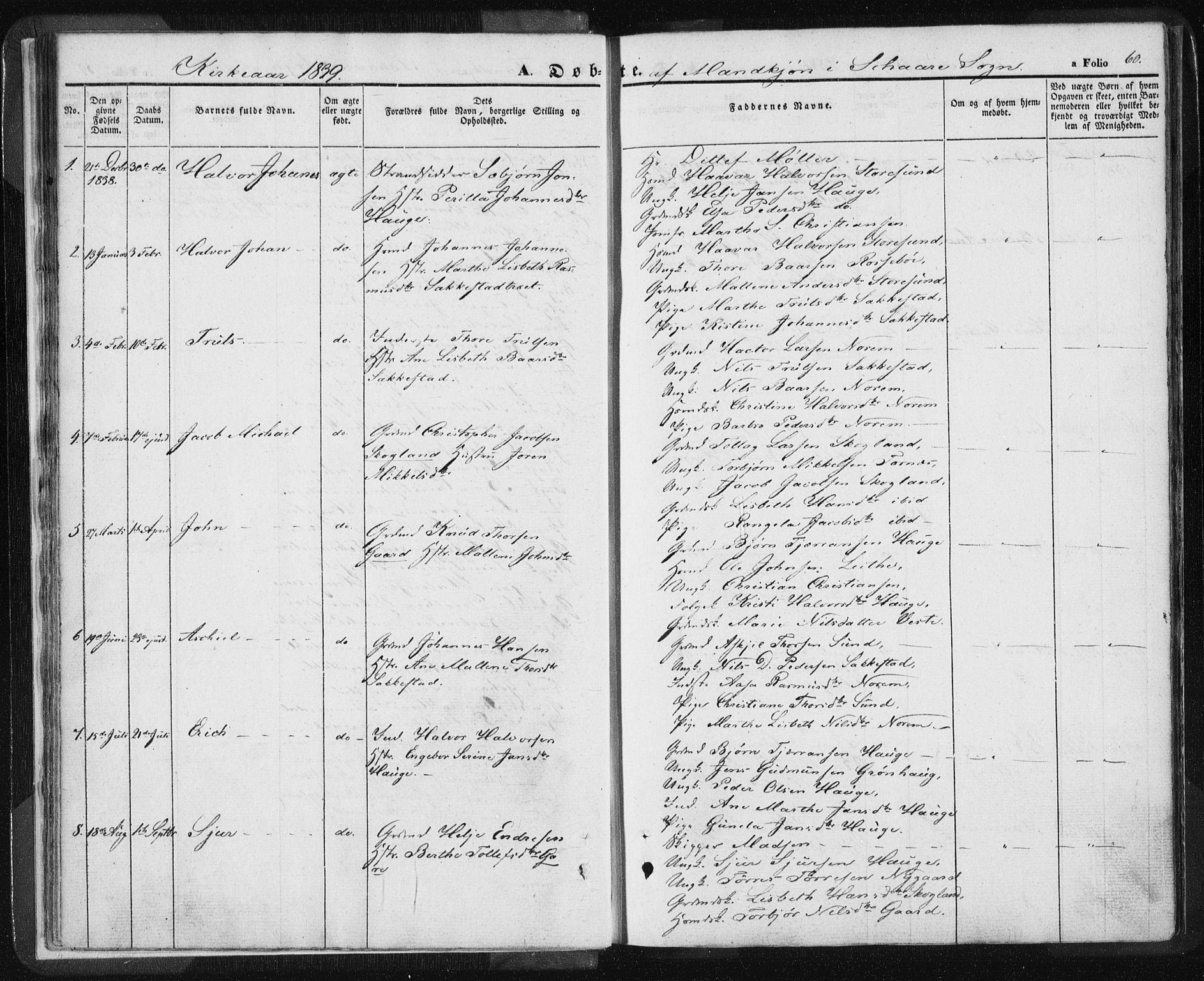 Torvastad sokneprestkontor, AV/SAST-A -101857/H/Ha/Haa/L0006: Parish register (official) no. A 6, 1836-1847, p. 60