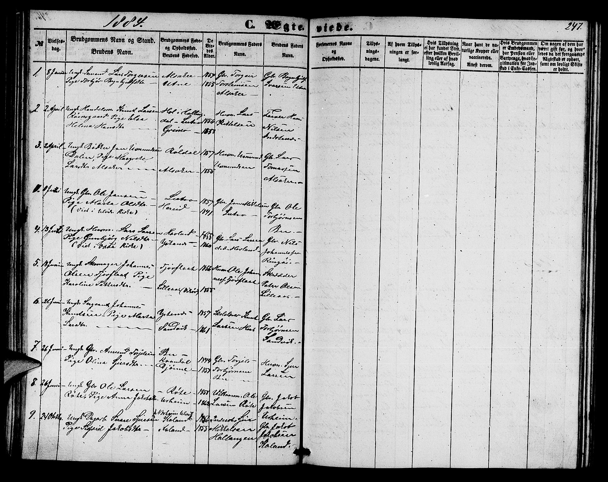 Ullensvang sokneprestembete, SAB/A-78701/H/Hab: Parish register (copy) no. E 6, 1857-1886, p. 247