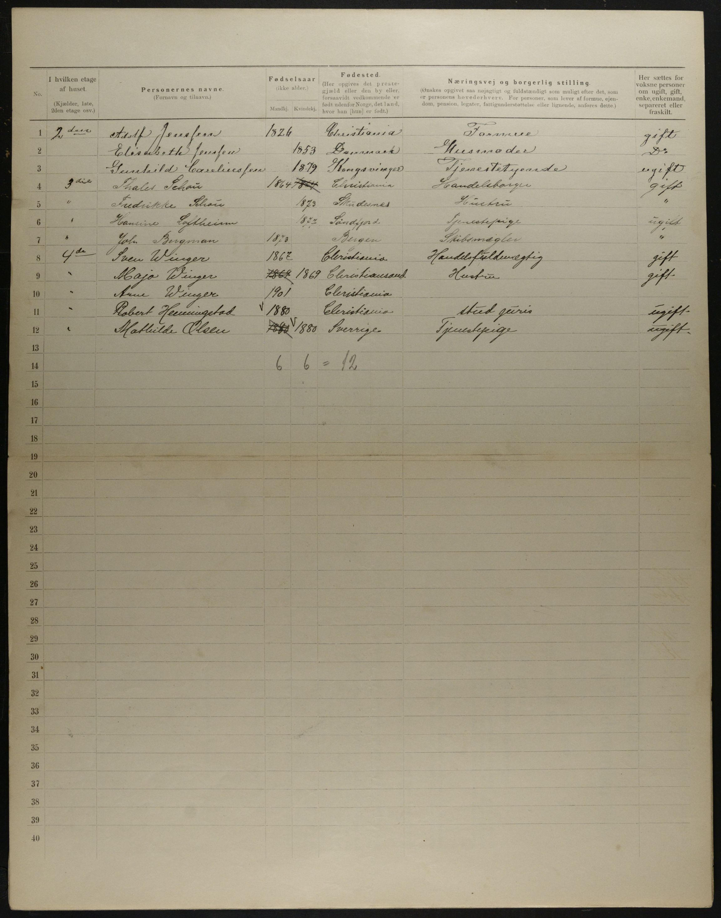 OBA, Municipal Census 1901 for Kristiania, 1901, p. 14646