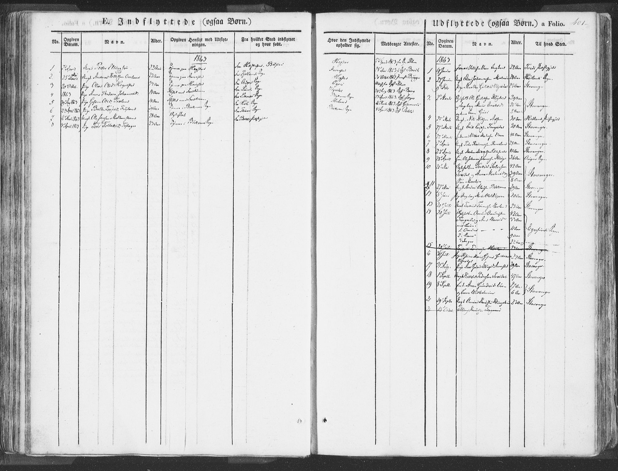 Helleland sokneprestkontor, SAST/A-101810: Parish register (official) no. A 6.2, 1834-1863, p. 401
