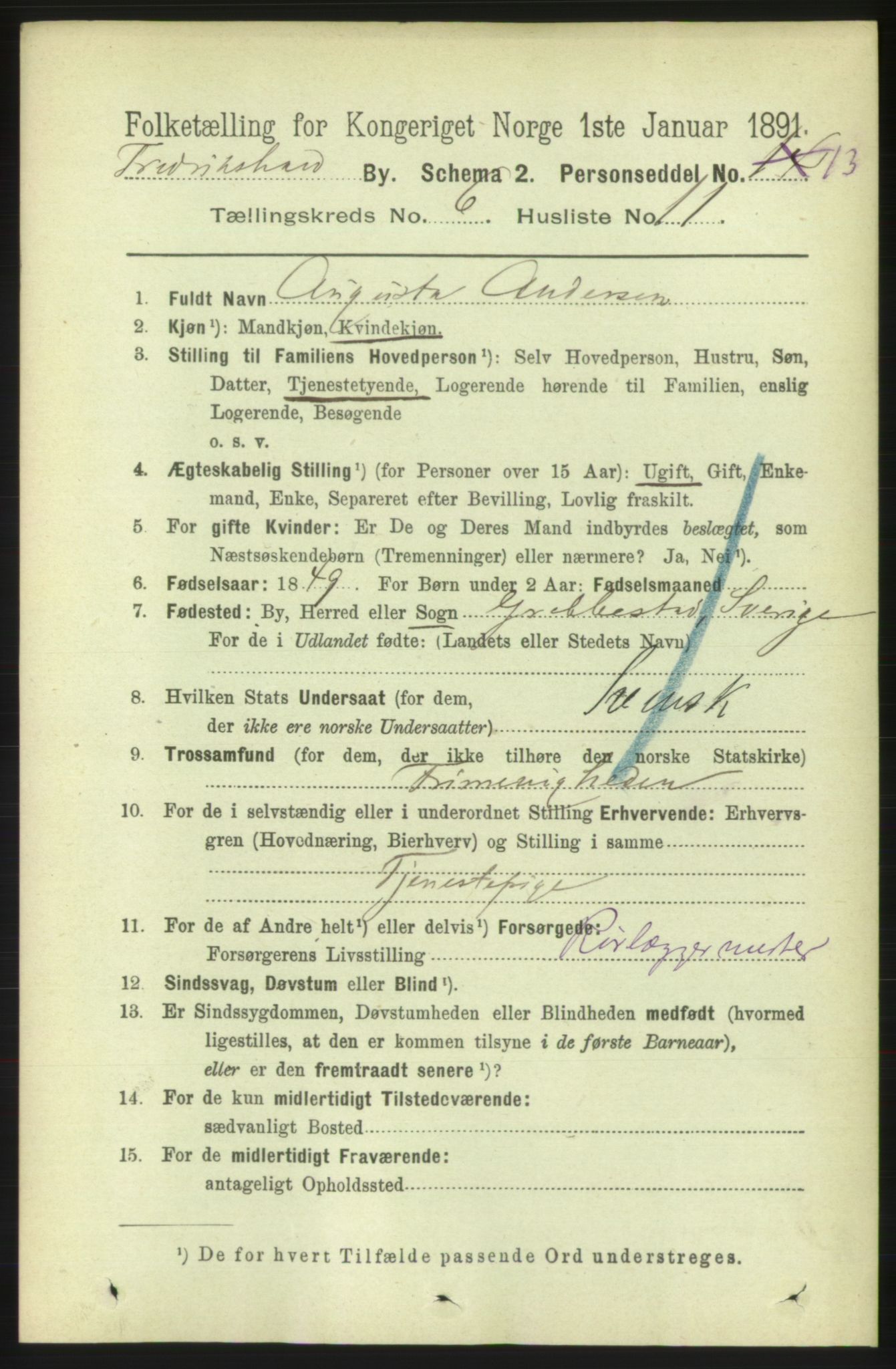 RA, 1891 census for 0101 Fredrikshald, 1891, p. 4674