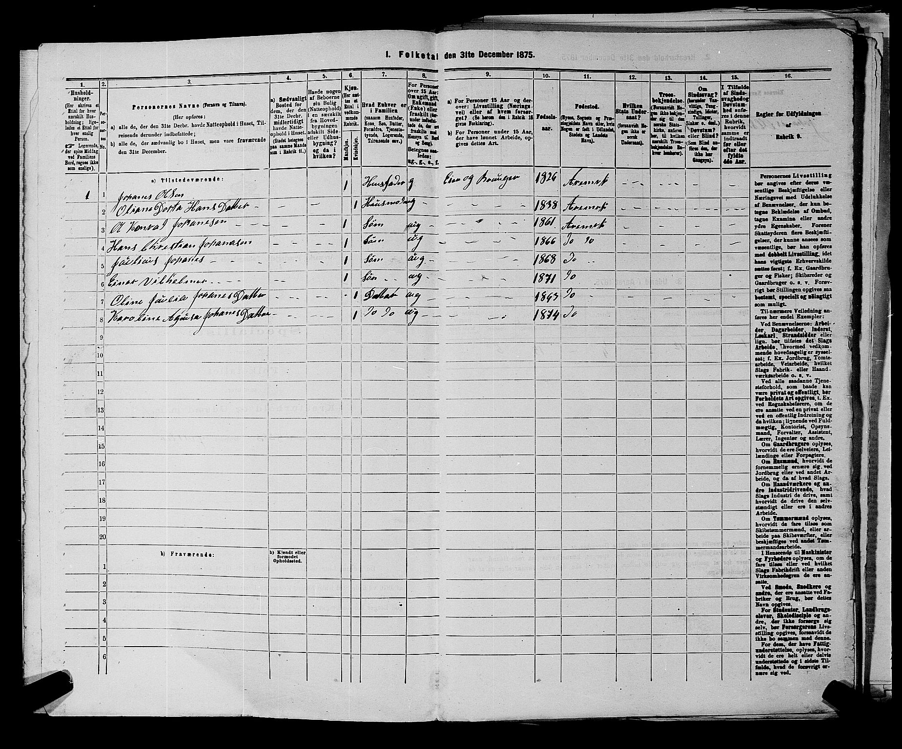 RA, 1875 census for 0118P Aremark, 1875, p. 649