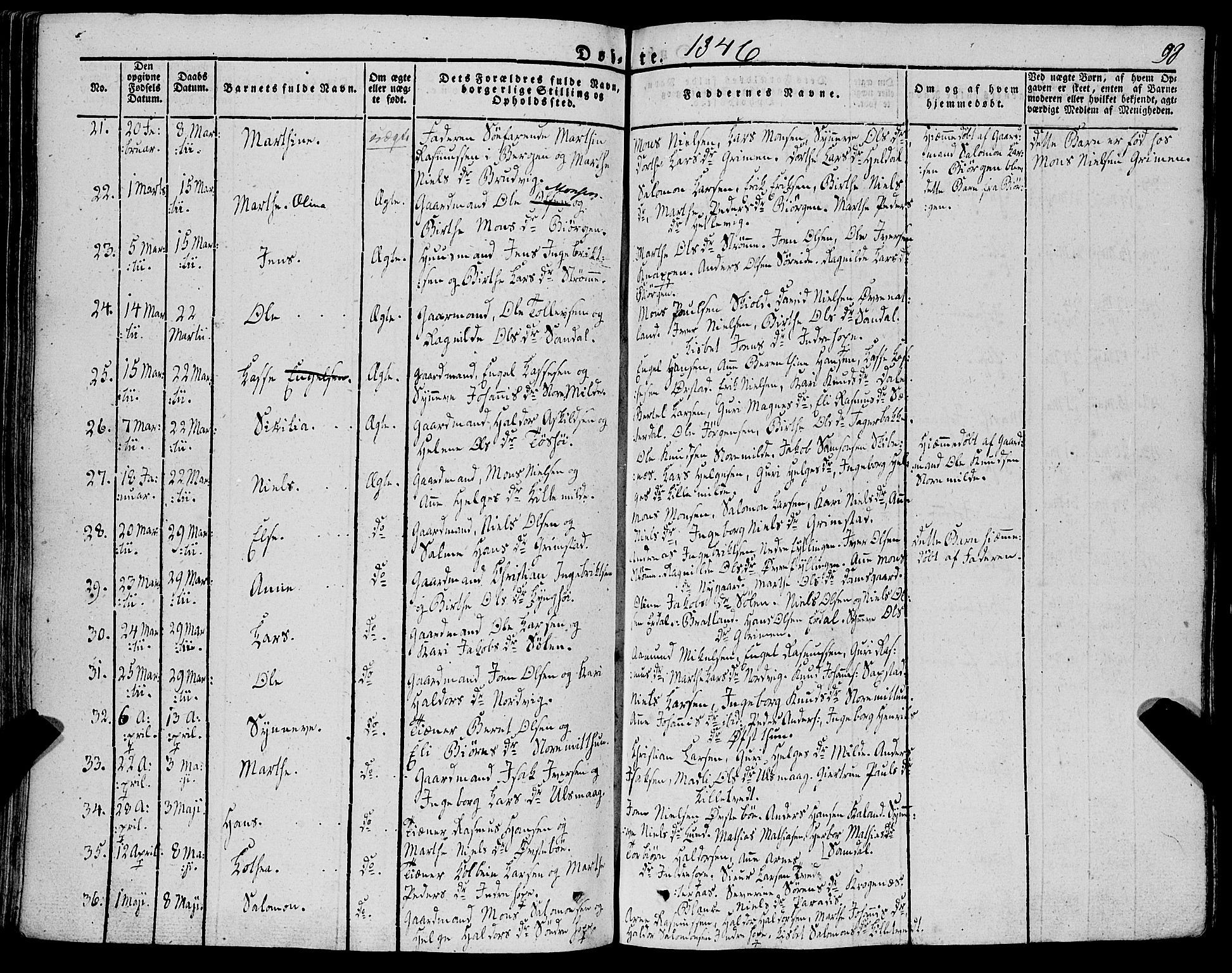 Fana Sokneprestembete, AV/SAB-A-75101/H/Haa/Haaa/L0008: Parish register (official) no. A 8, 1829-1851, p. 98