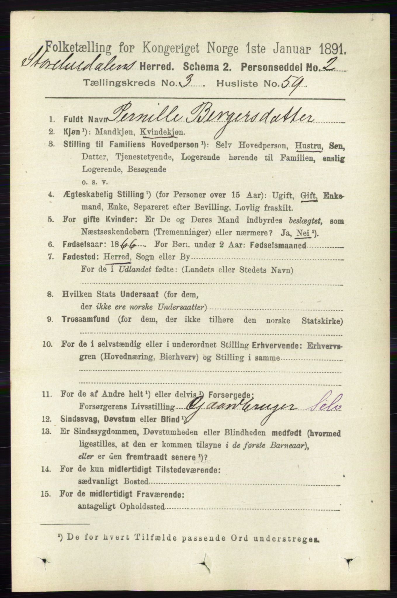 RA, 1891 census for 0430 Stor-Elvdal, 1891, p. 1256