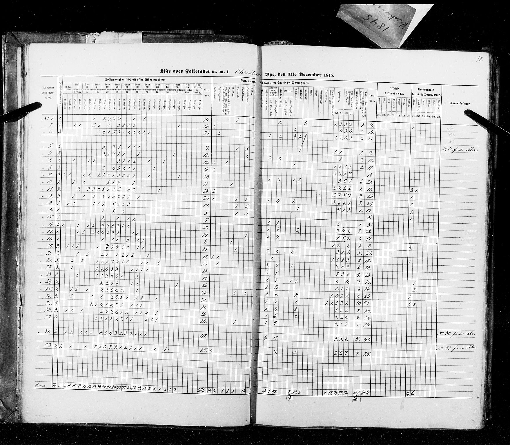 RA, Census 1845, vol. 10: Cities, 1845, p. 12