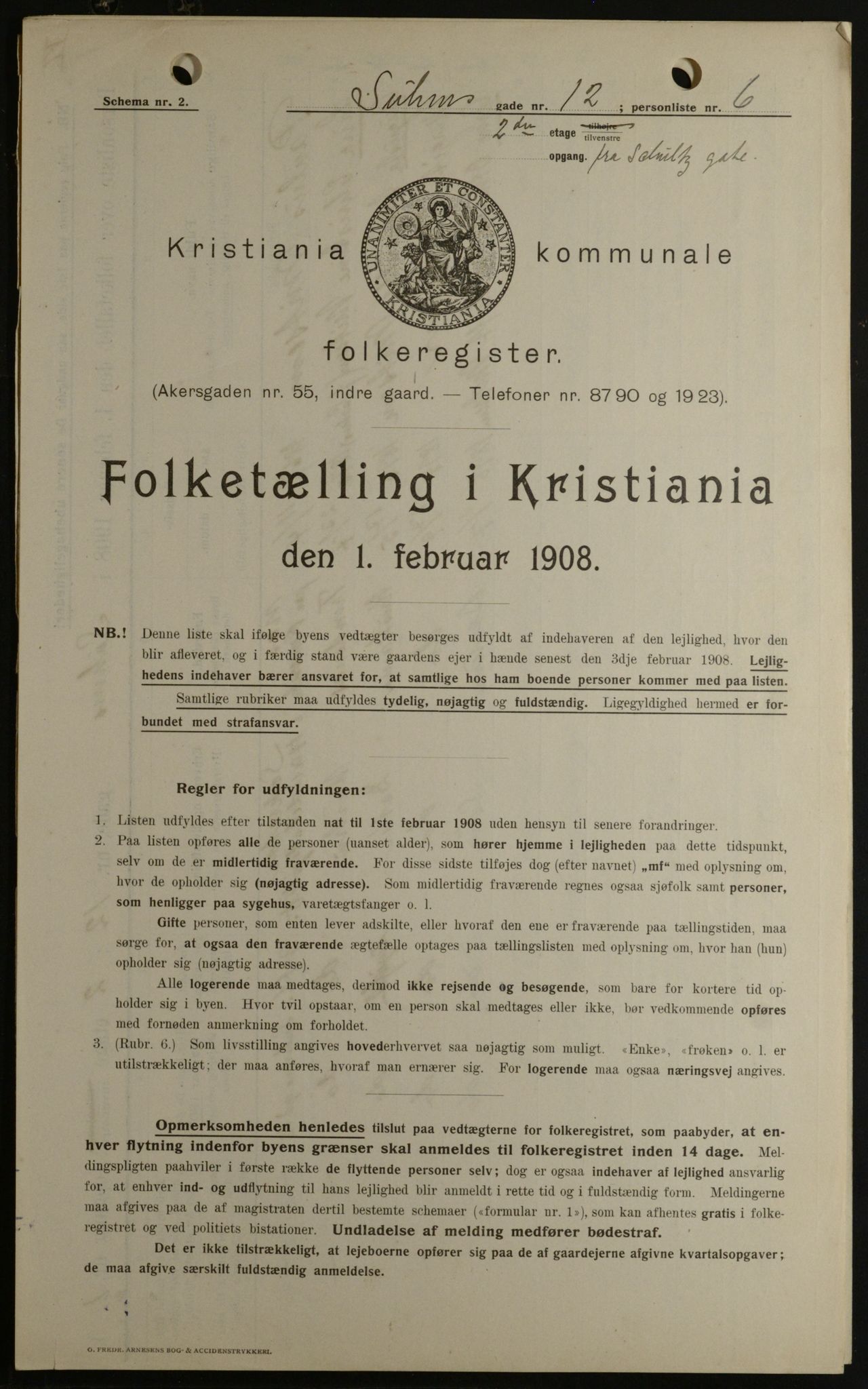 OBA, Municipal Census 1908 for Kristiania, 1908, p. 94113