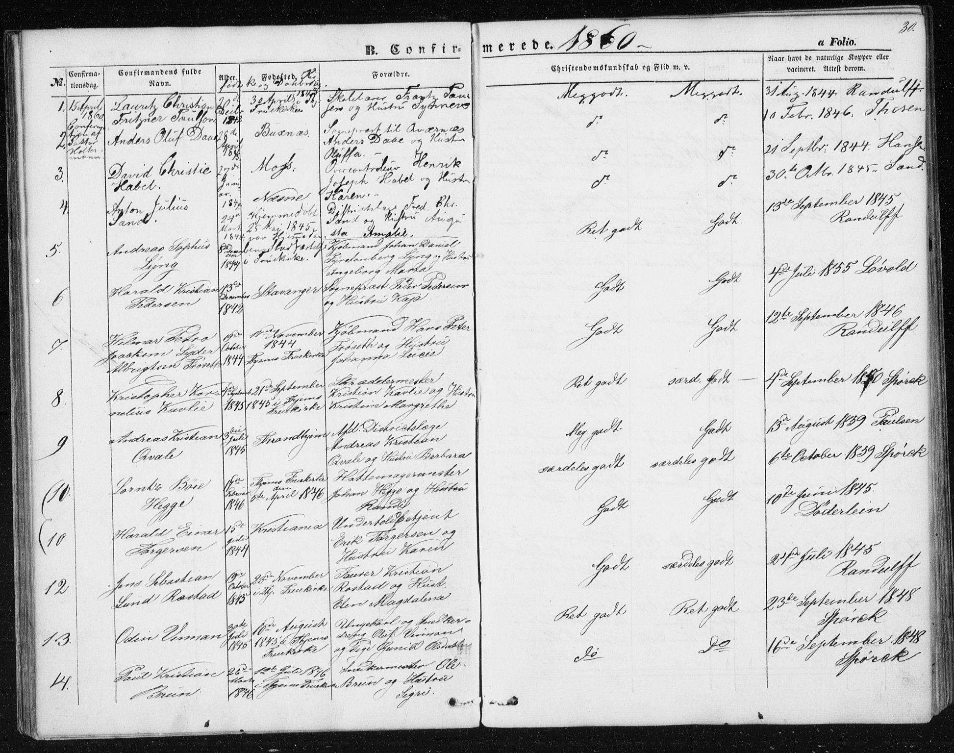 Ministerialprotokoller, klokkerbøker og fødselsregistre - Sør-Trøndelag, SAT/A-1456/602/L0114: Parish register (official) no. 602A12, 1856-1872, p. 30