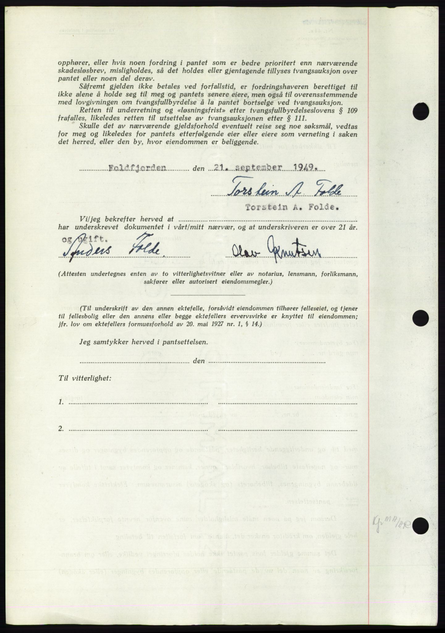 Nordmøre sorenskriveri, AV/SAT-A-4132/1/2/2Ca: Mortgage book no. B102, 1949-1949, Diary no: : 3027/1949