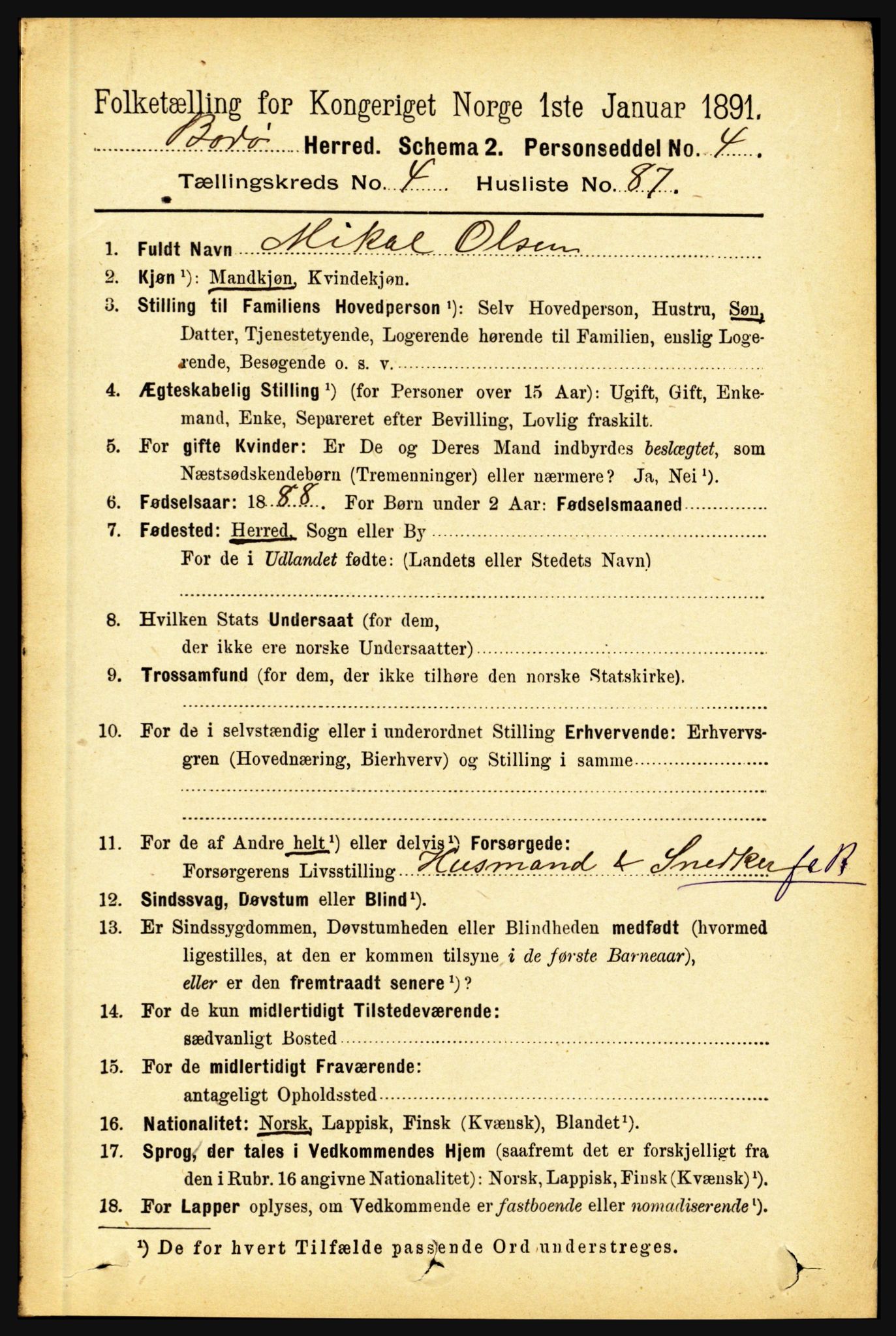 RA, 1891 census for 1843 Bodø, 1891, p. 2772