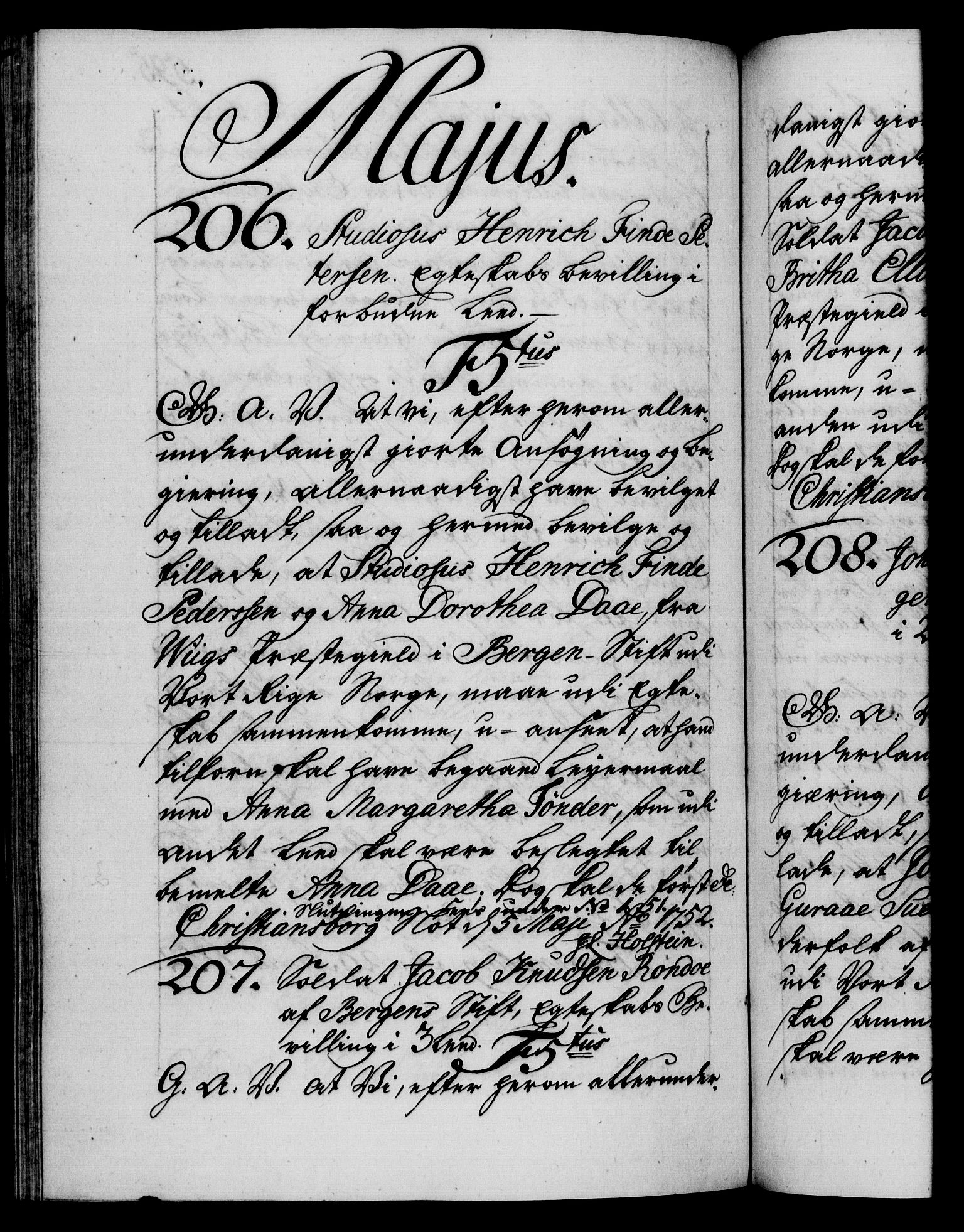 Danske Kanselli 1572-1799, RA/EA-3023/F/Fc/Fca/Fcaa/L0037: Norske registre, 1751-1752, p. 595b