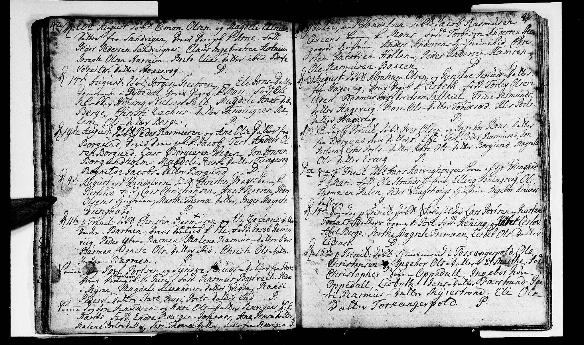 Selje sokneprestembete, SAB/A-99938/H/Ha/Haa/Haaa: Parish register (official) no. A 4, 1743-1759, p. 42-43