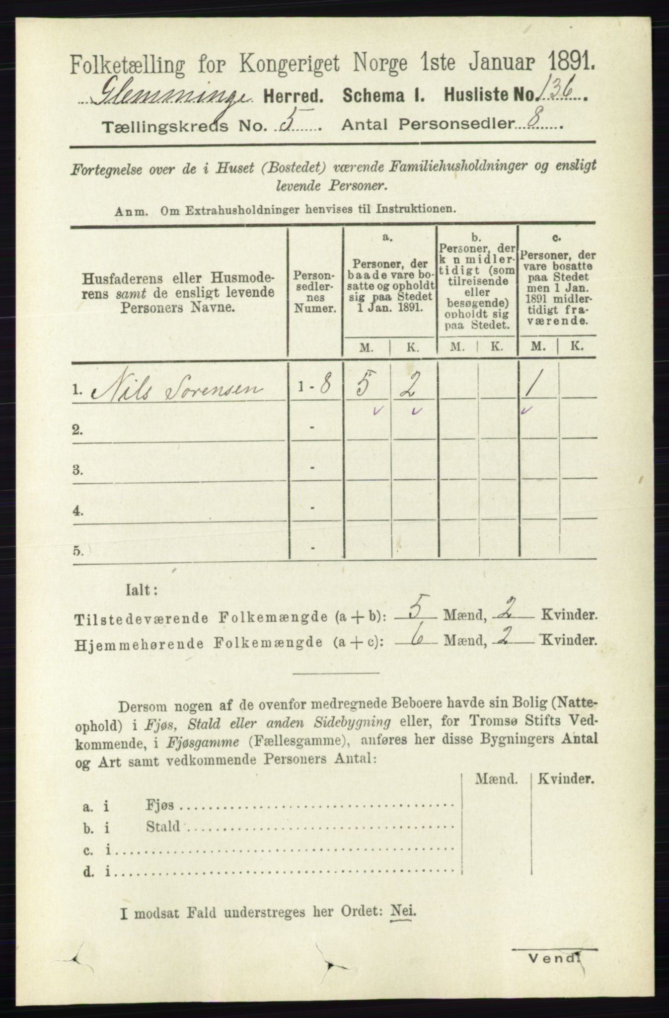 RA, 1891 census for 0132 Glemmen, 1891, p. 6033