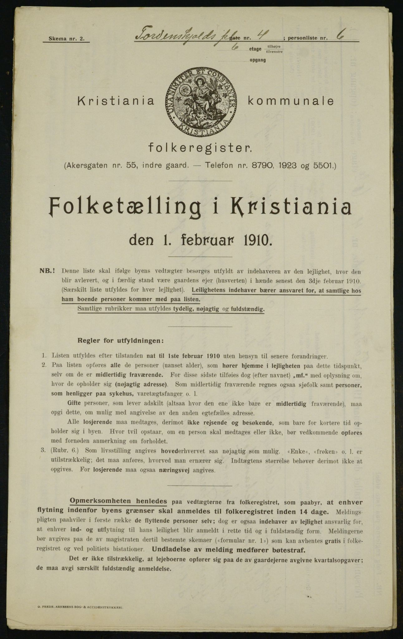 OBA, Municipal Census 1910 for Kristiania, 1910, p. 108073