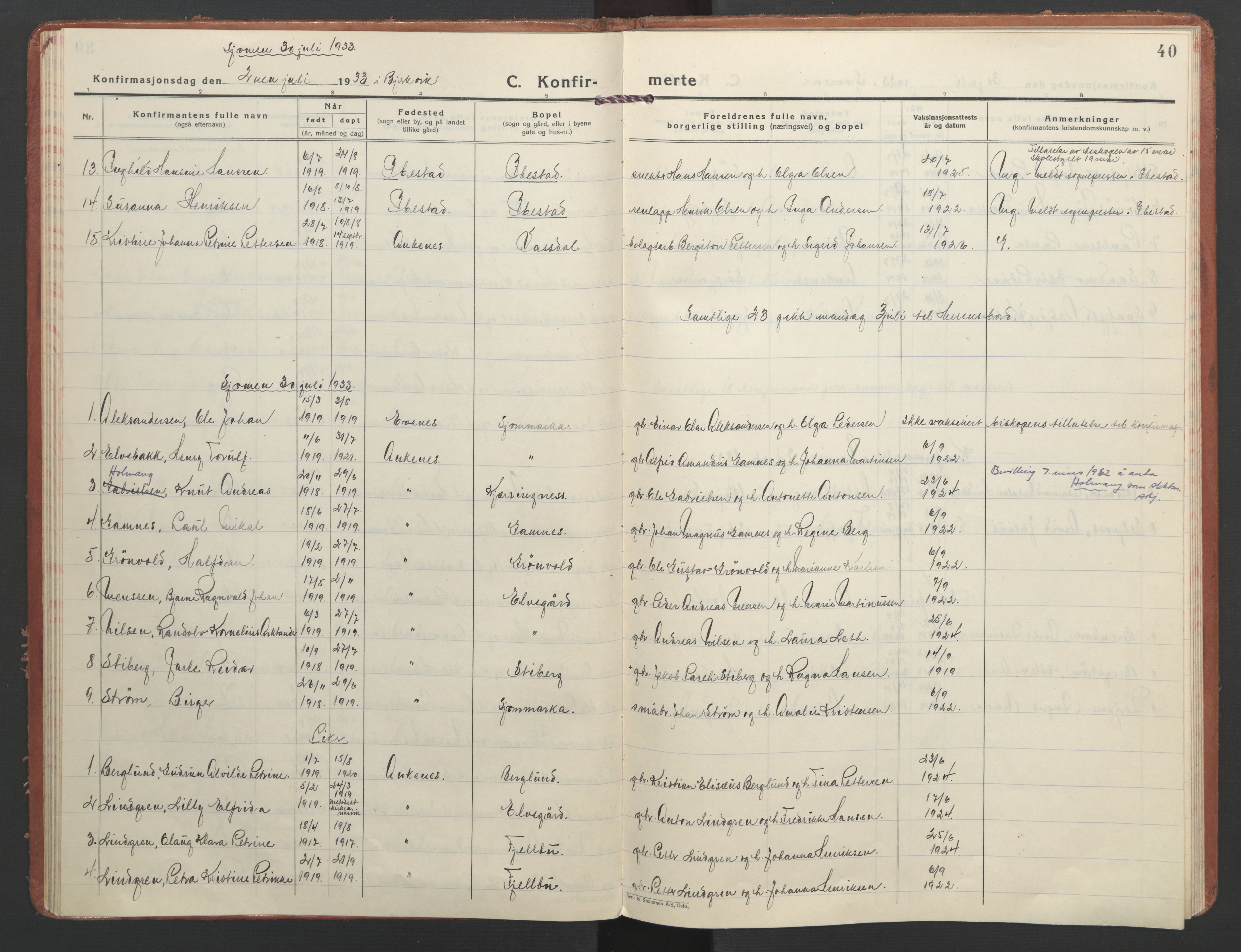 Ministerialprotokoller, klokkerbøker og fødselsregistre - Nordland, AV/SAT-A-1459/866/L0946: Parish register (official) no. 866A09, 1926-1944, p. 40