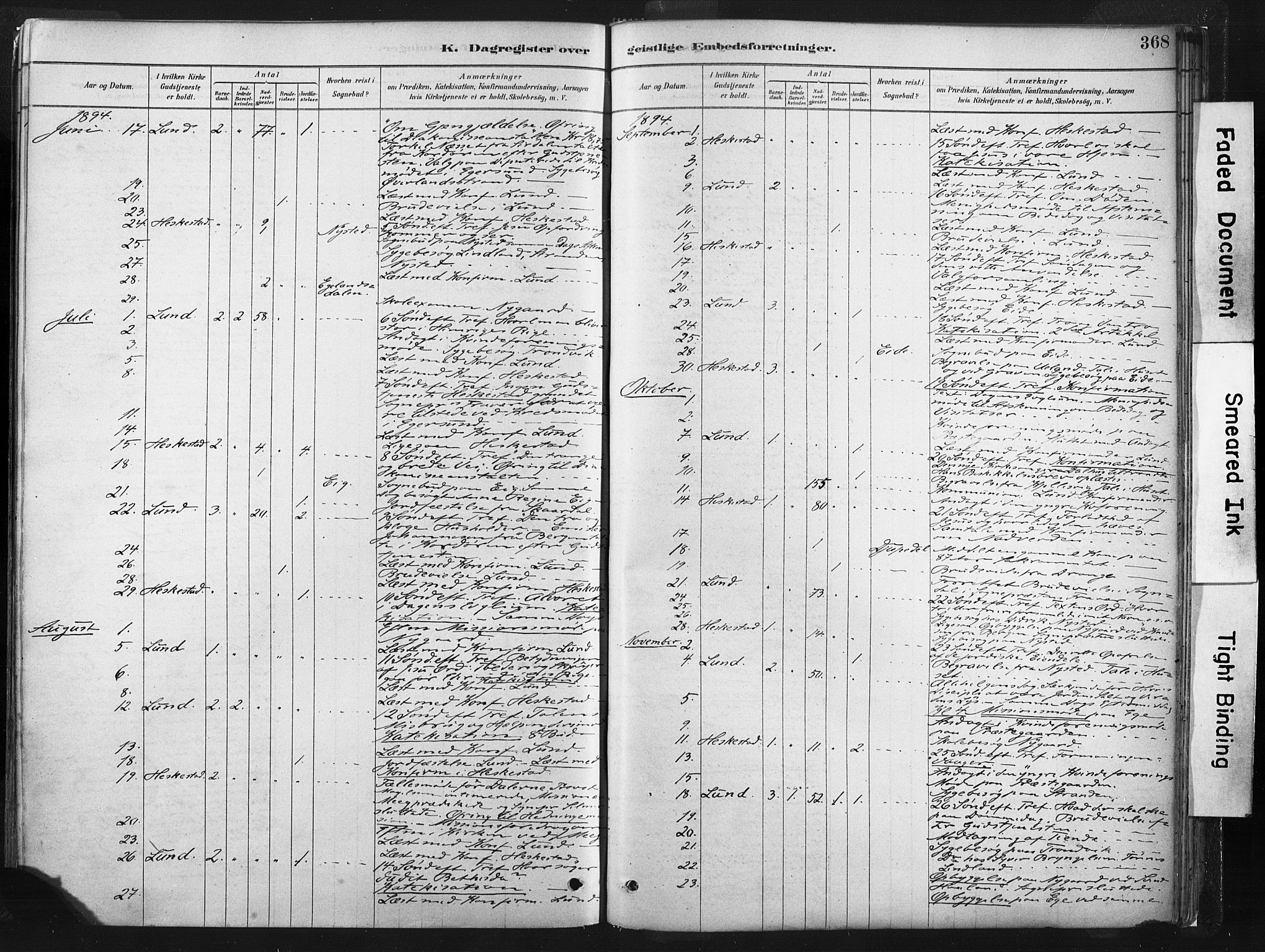Lund sokneprestkontor, AV/SAST-A-101809/S06/L0011: Parish register (official) no. A 10, 1877-1904, p. 368