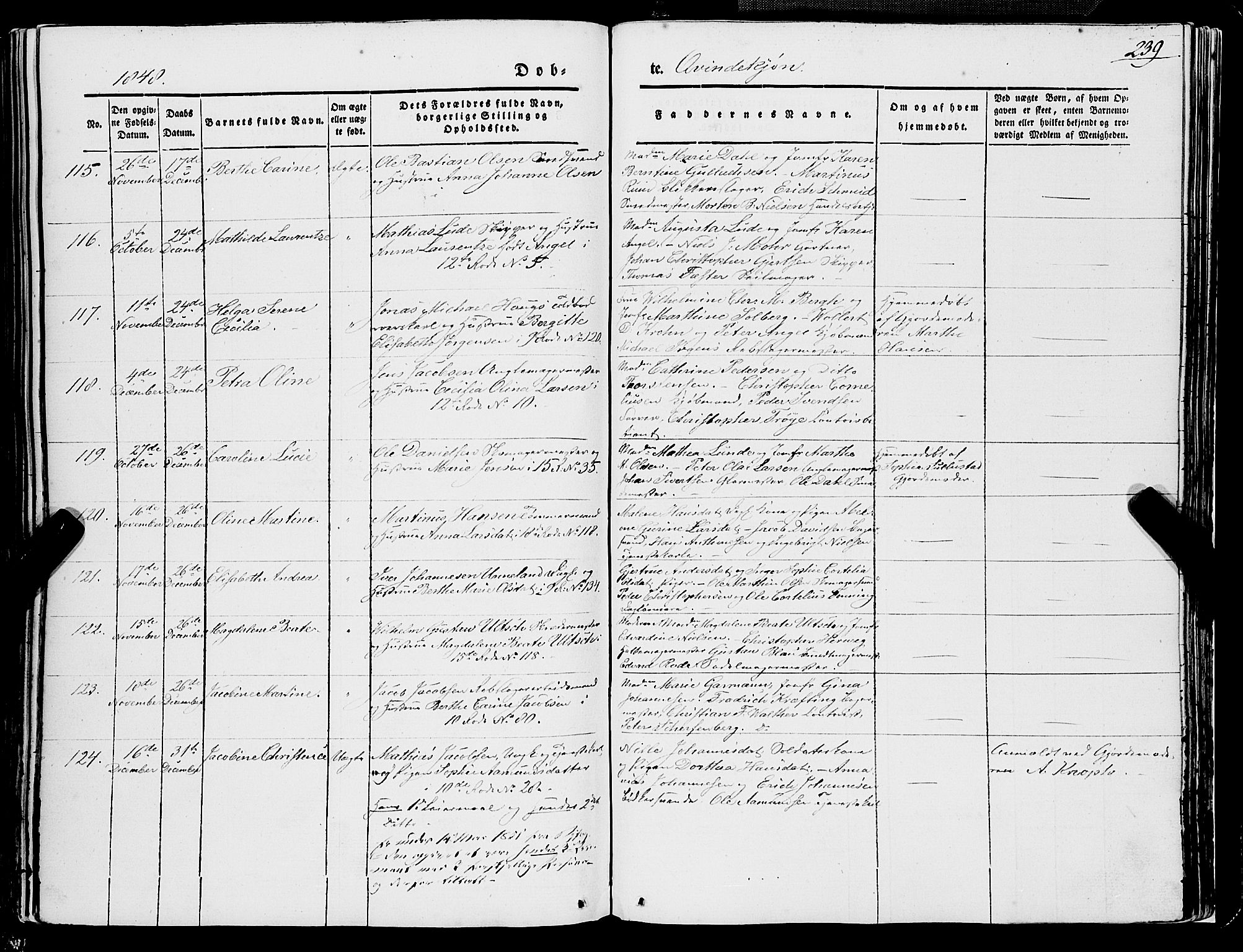 Domkirken sokneprestembete, AV/SAB-A-74801/H/Haa/L0019: Parish register (official) no. B 2, 1841-1851, p. 239