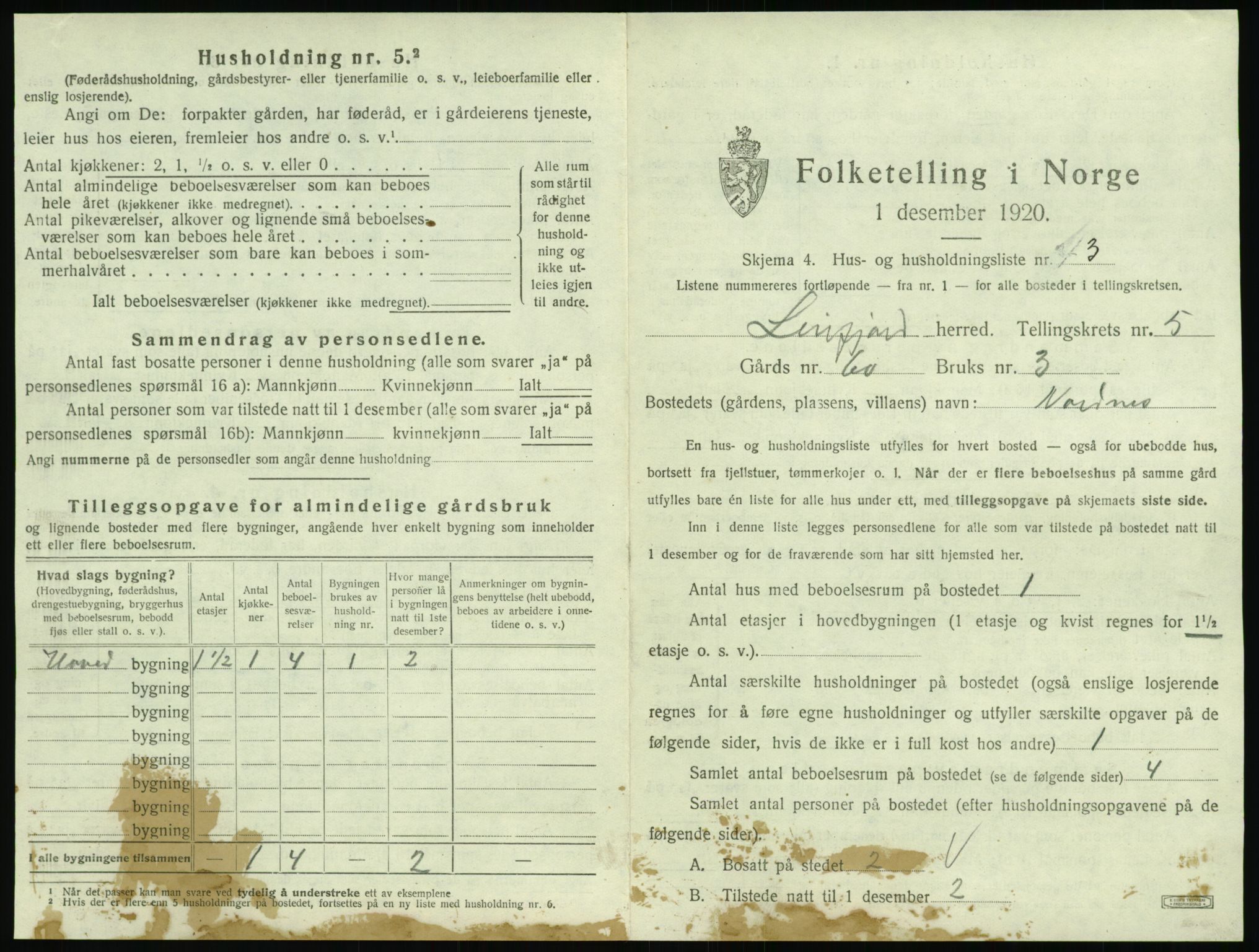 SAT, 1920 census for Leirfjord, 1920, p. 445