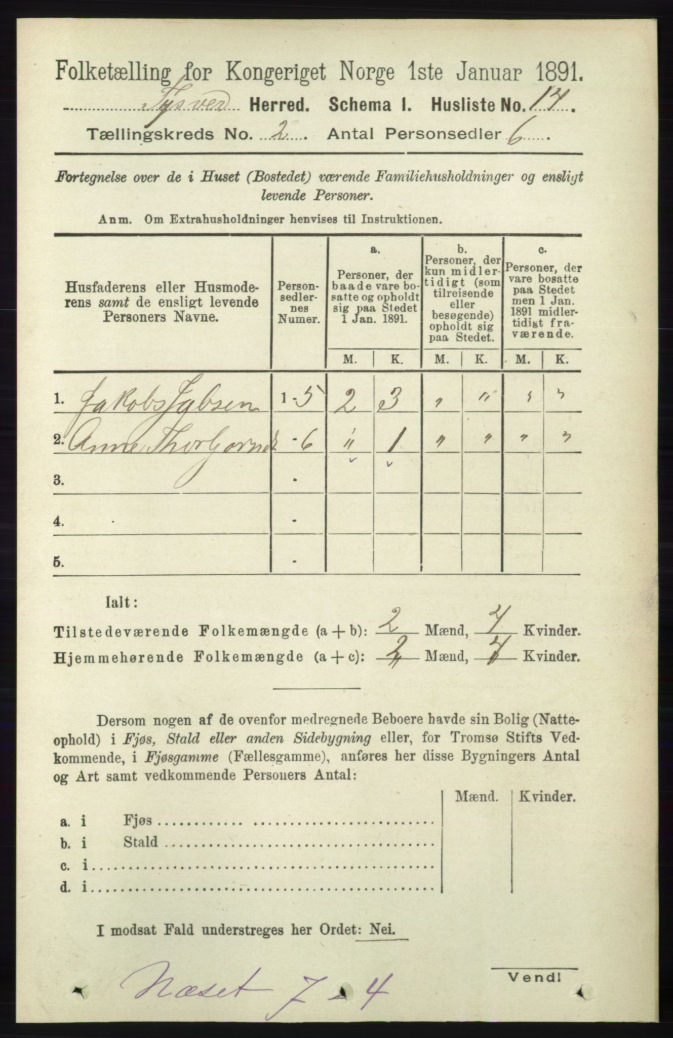 RA, 1891 census for 1146 Tysvær, 1891, p. 615