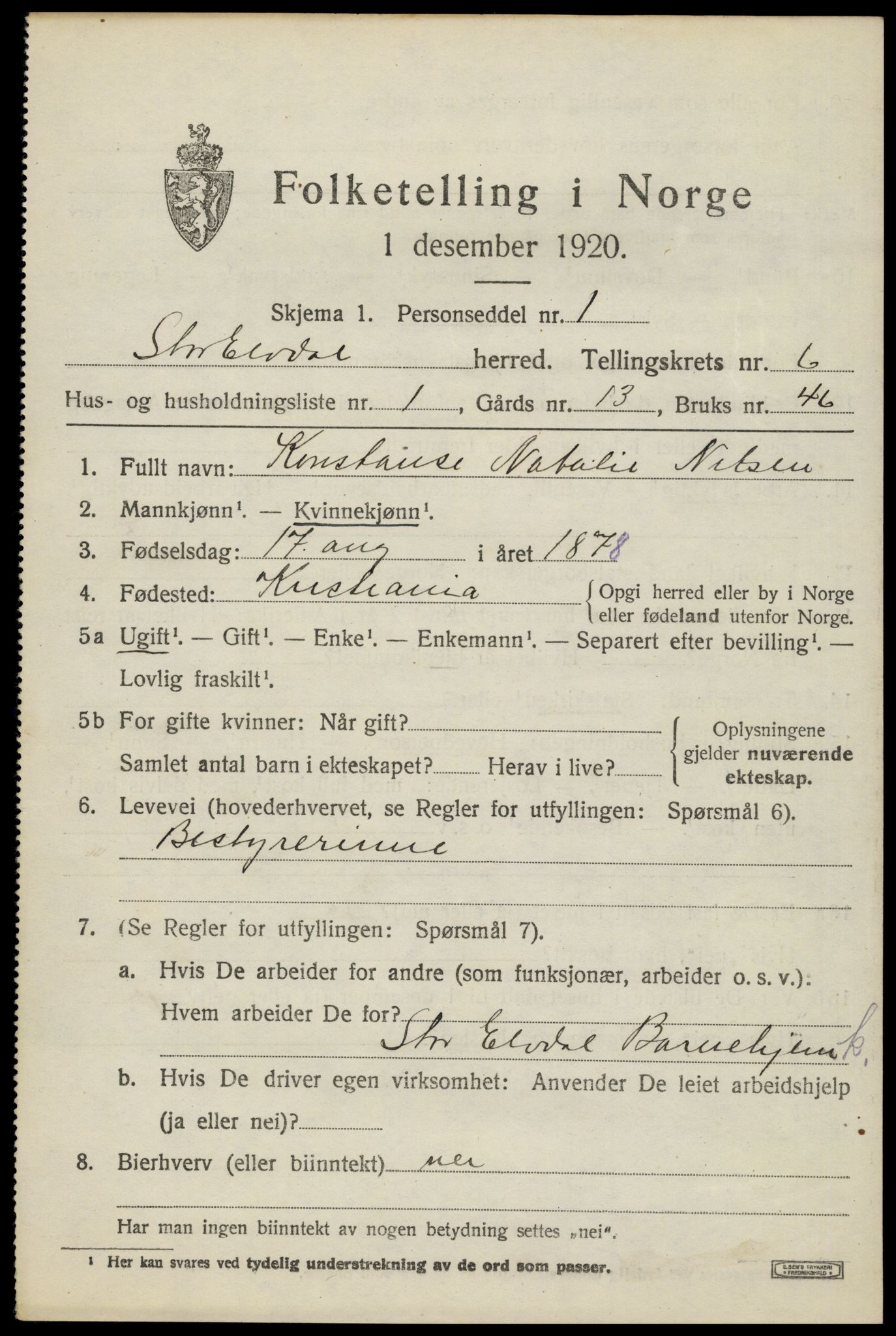 SAH, 1920 census for Stor-Elvdal, 1920, p. 4912