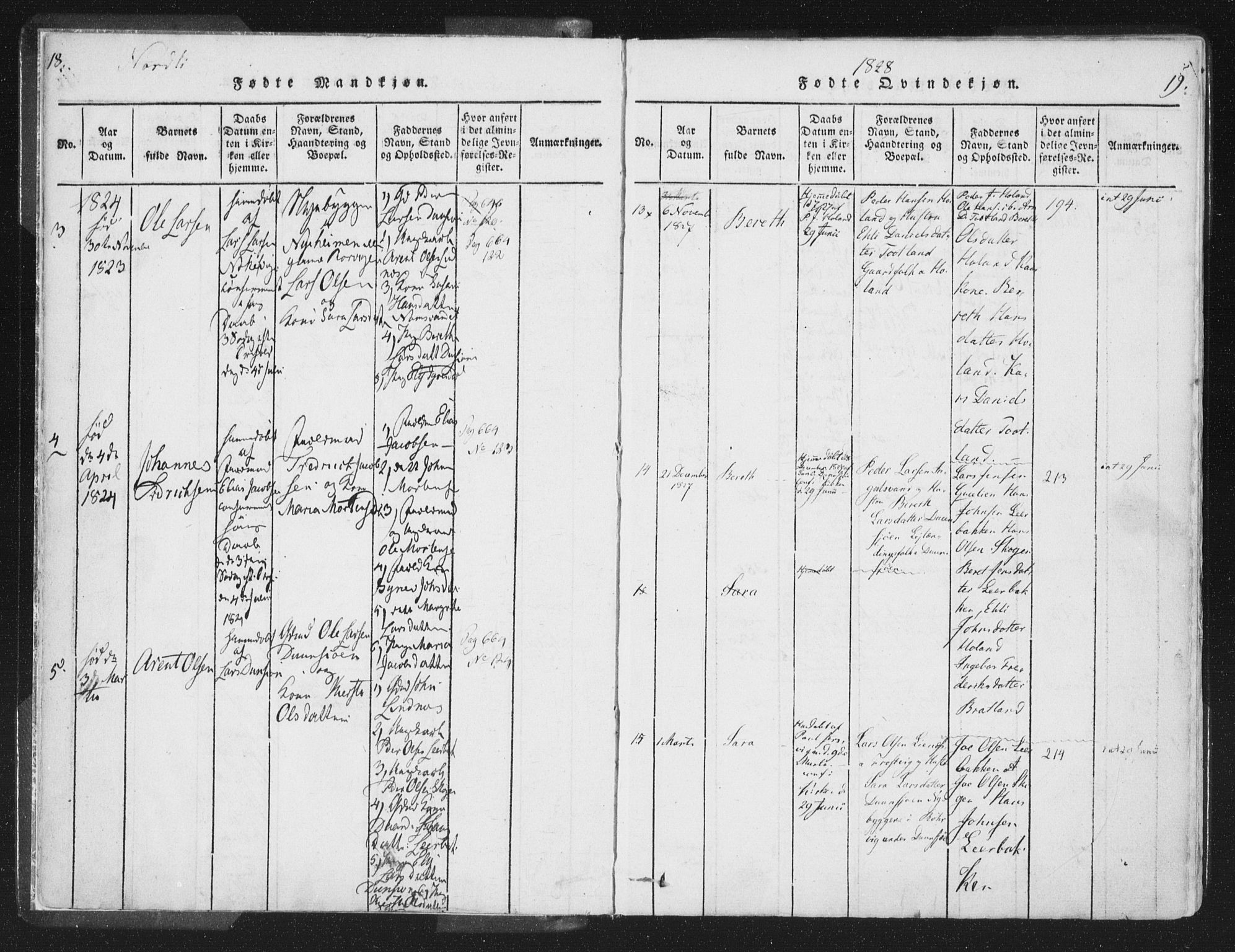 Ministerialprotokoller, klokkerbøker og fødselsregistre - Nord-Trøndelag, SAT/A-1458/755/L0491: Parish register (official) no. 755A01 /1, 1817-1864, p. 18-19