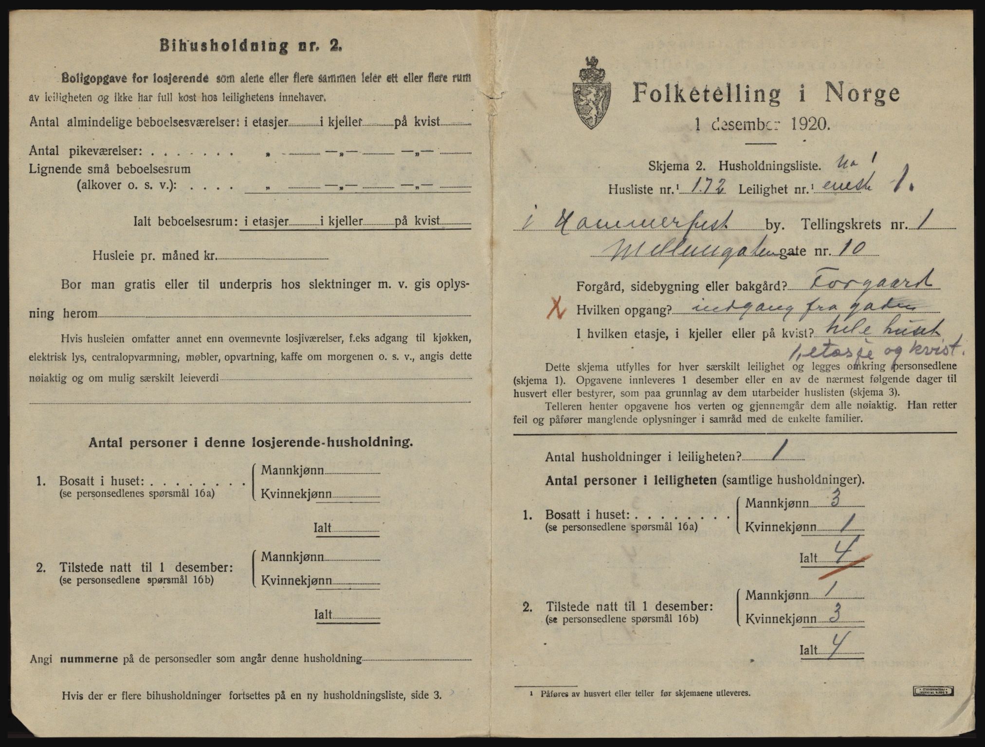 SATØ, 1920 census for Hammerfest, 1920, p. 1516