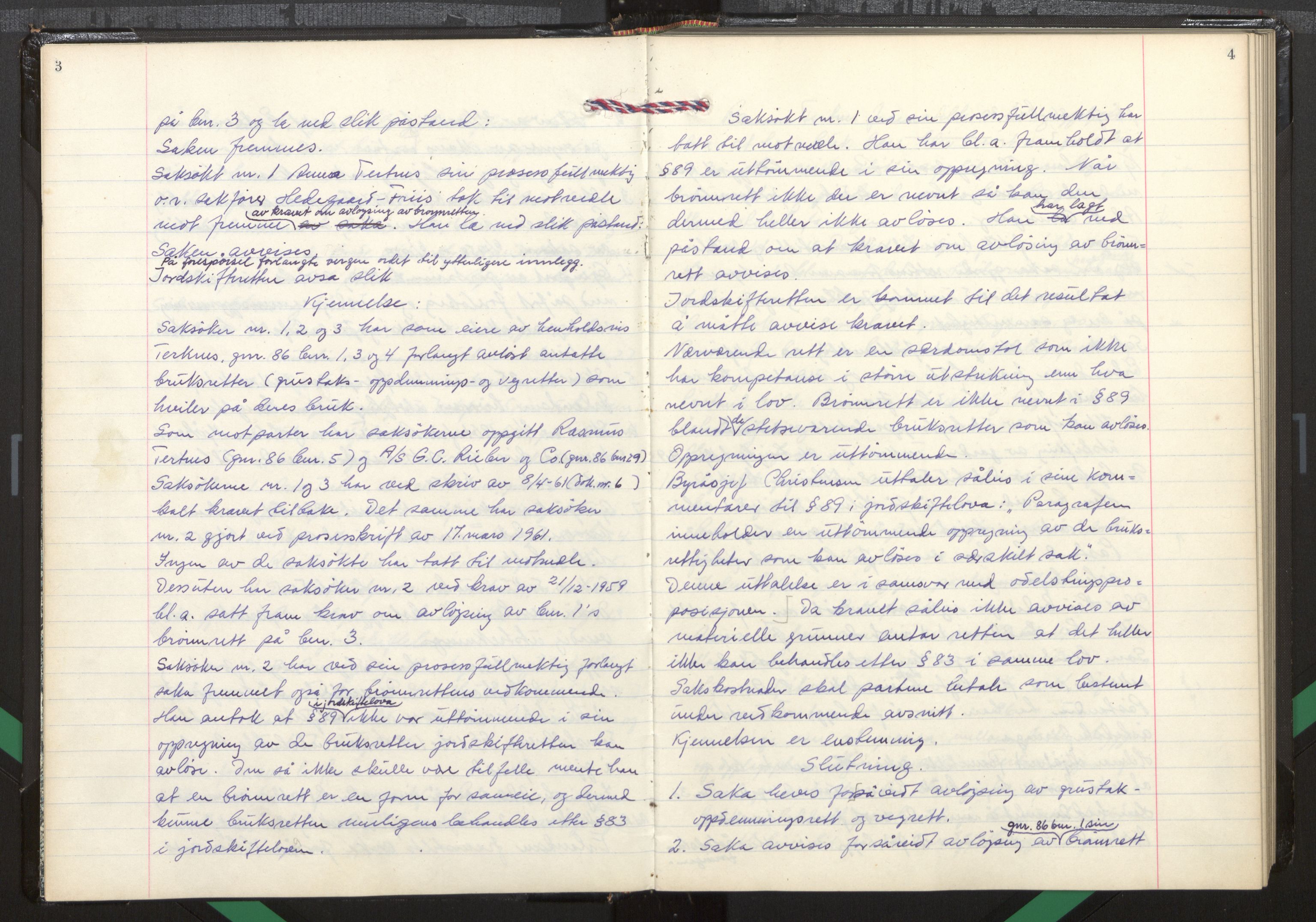 Hordaland jordskiftedøme - I Nordhordland jordskiftedistrikt, AV/SAB-A-6801/A/Aa/L0055: Forhandlingsprotokoll, 1961-1963, p. 3-4