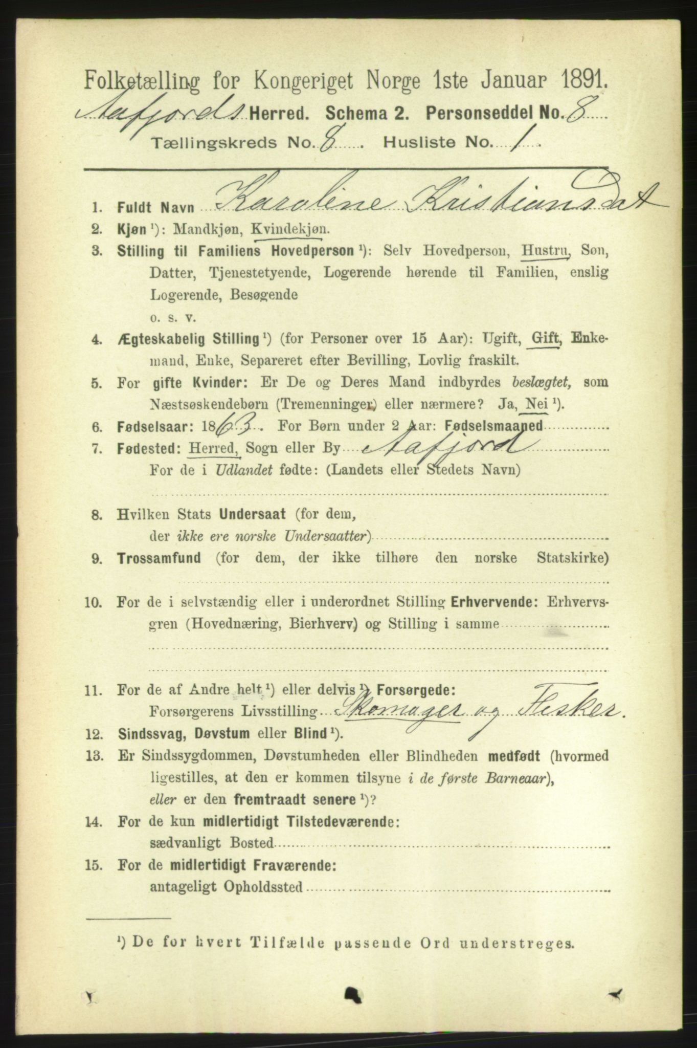 RA, 1891 census for 1630 Åfjord, 1891, p. 1989