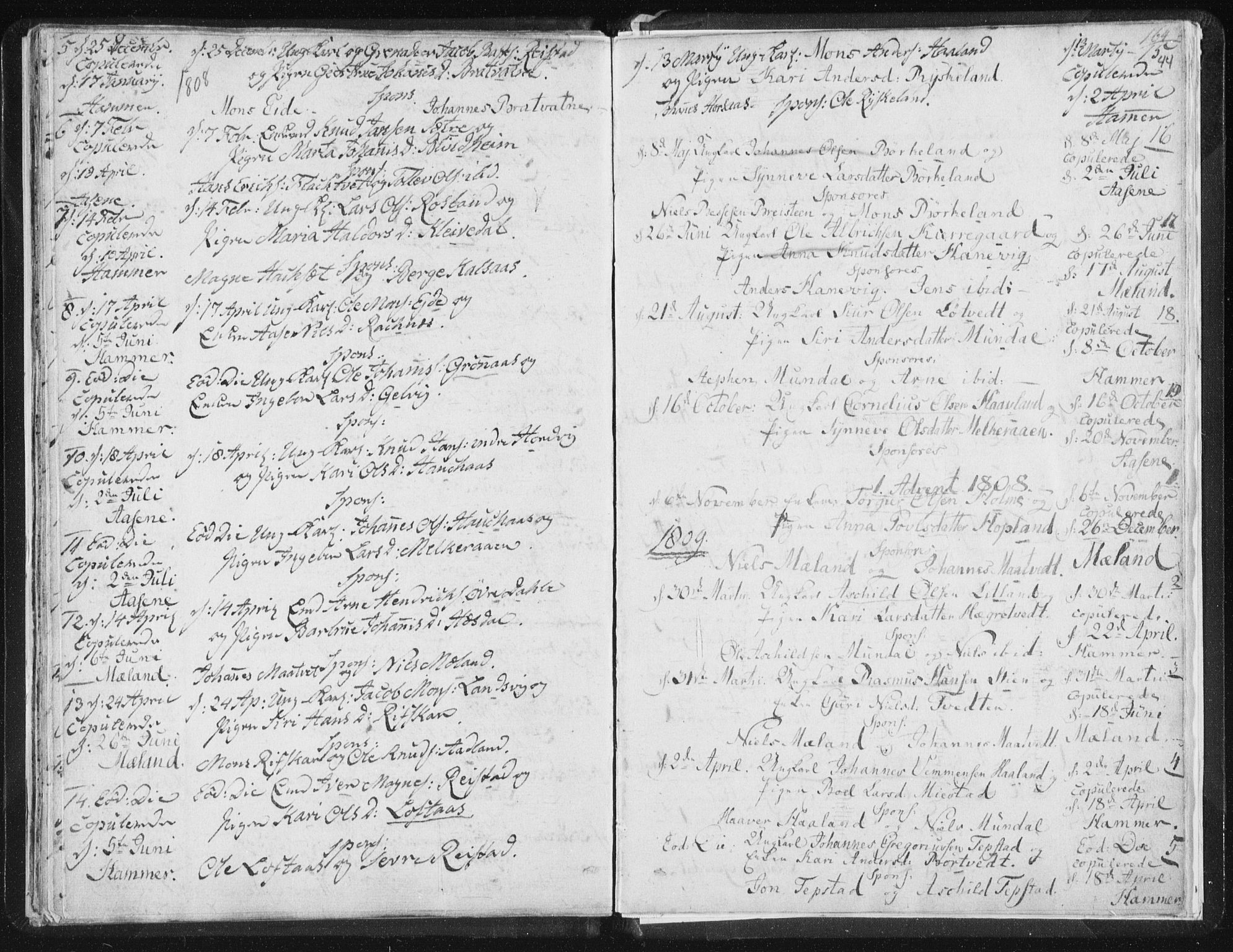 Hamre sokneprestembete, AV/SAB-A-75501/H/Ha/Haa/Haaa/L0009: Parish register (official) no. A 9, 1805-1815, p. 44