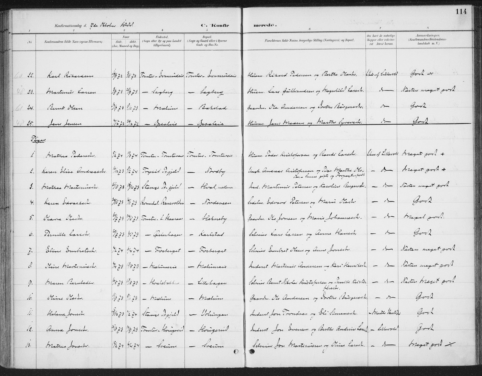 Romedal prestekontor, AV/SAH-PREST-004/K/L0008: Parish register (official) no. 8, 1887-1905, p. 114