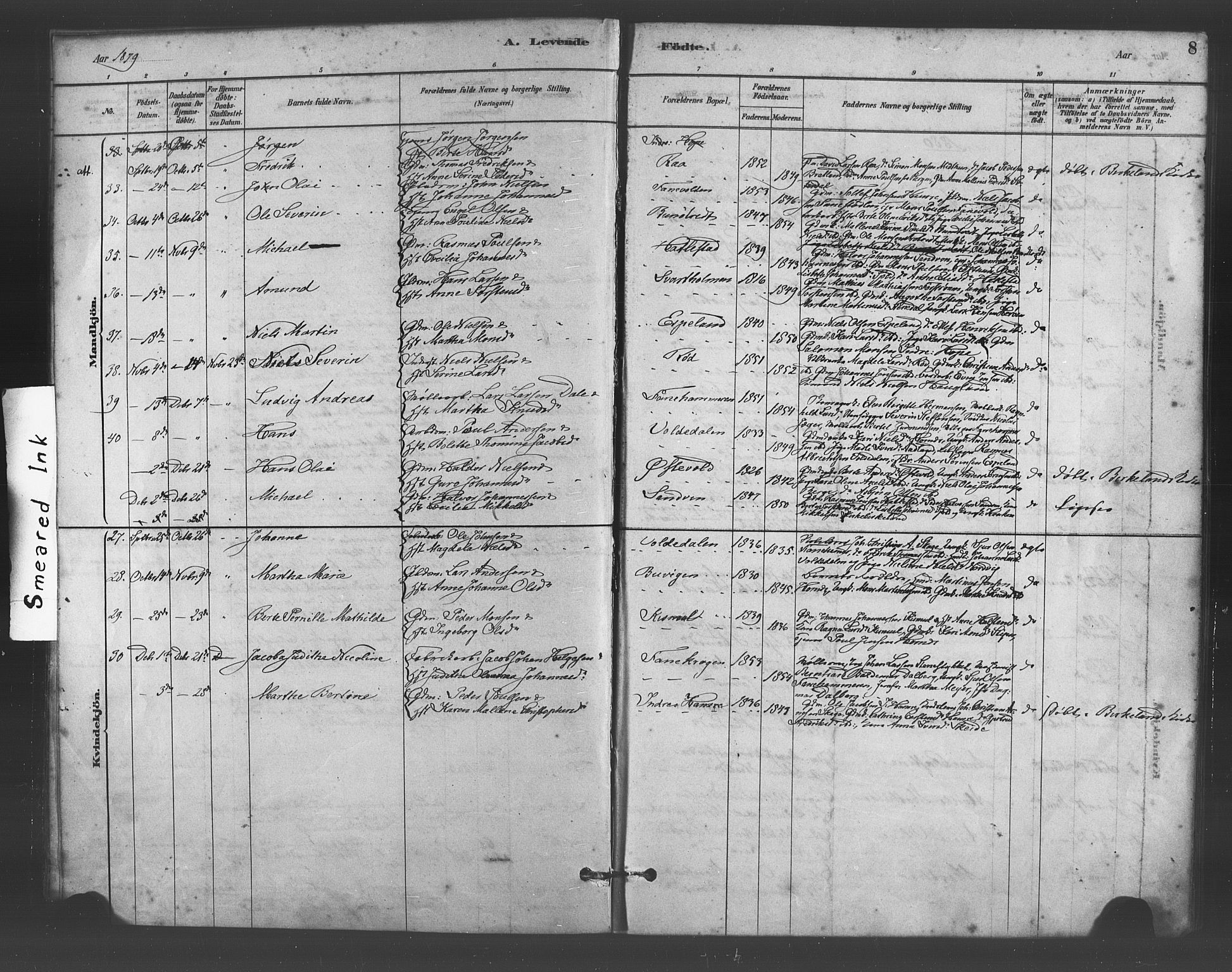 Fana Sokneprestembete, AV/SAB-A-75101/H/Haa/Haab/L0001: Parish register (official) no. B 1, 1878-1889, p. 8