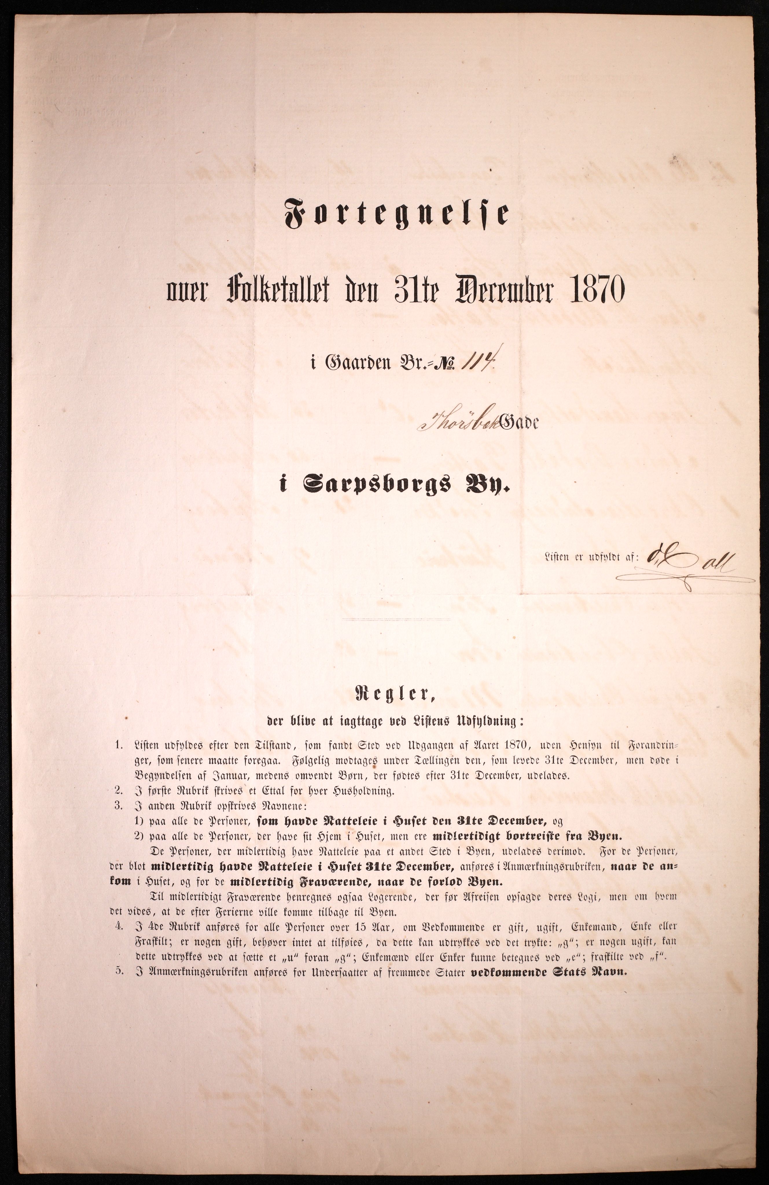 RA, 1870 census for 0102 Sarpsborg, 1870, p. 525