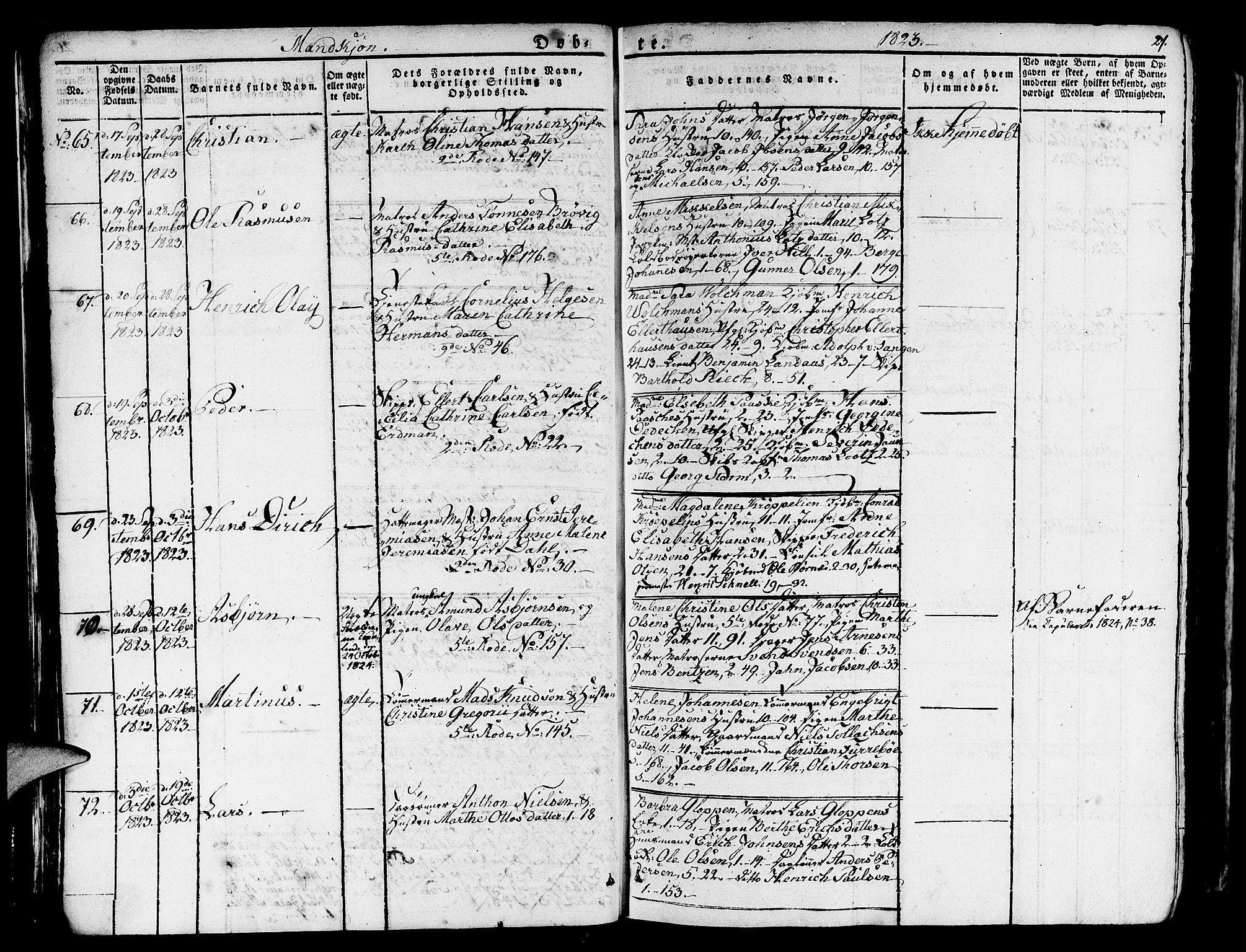 Nykirken Sokneprestembete, SAB/A-77101/H/Haa/L0012: Parish register (official) no. A 12, 1821-1844, p. 27