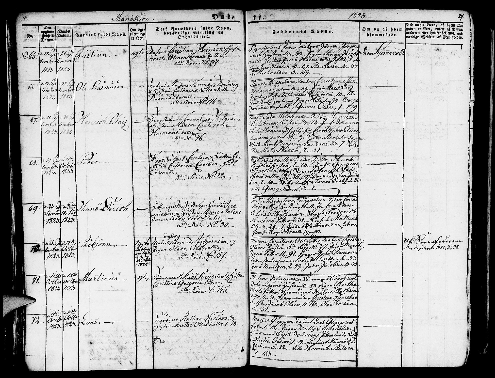 Nykirken Sokneprestembete, AV/SAB-A-77101/H/Haa/L0012: Parish register (official) no. A 12, 1821-1844, p. 27