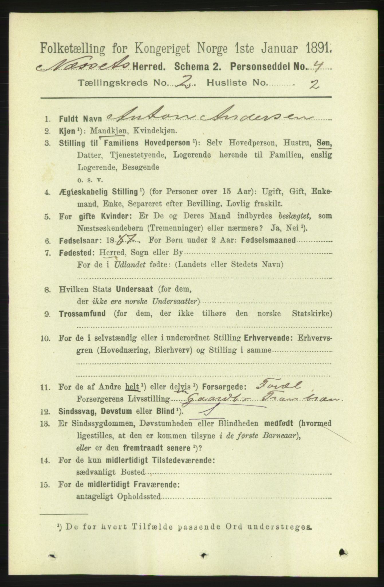 RA, 1891 census for 1543 Nesset, 1891, p. 640