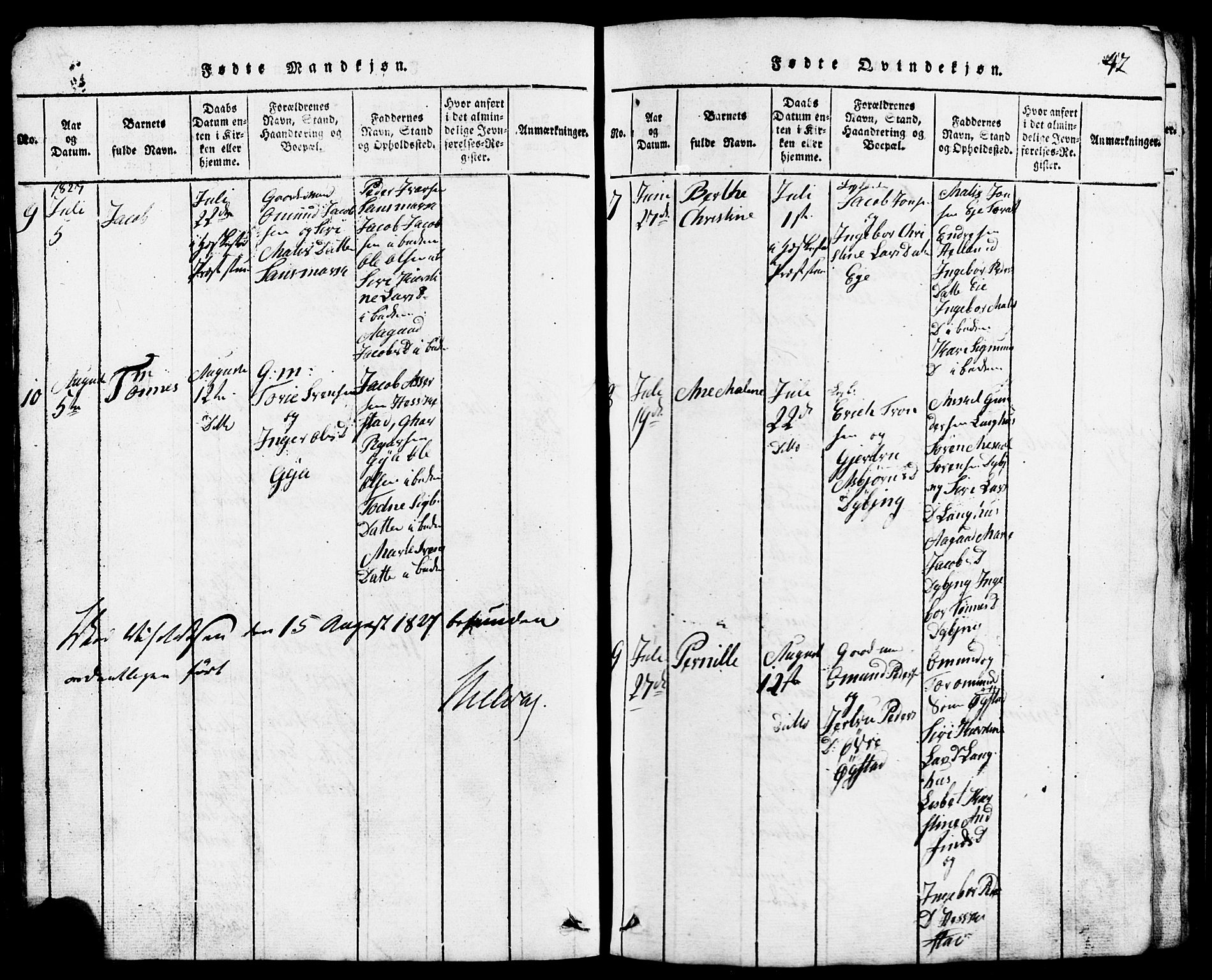 Lund sokneprestkontor, AV/SAST-A-101809/S07/L0001: Parish register (copy) no. B 1, 1815-1853, p. 42