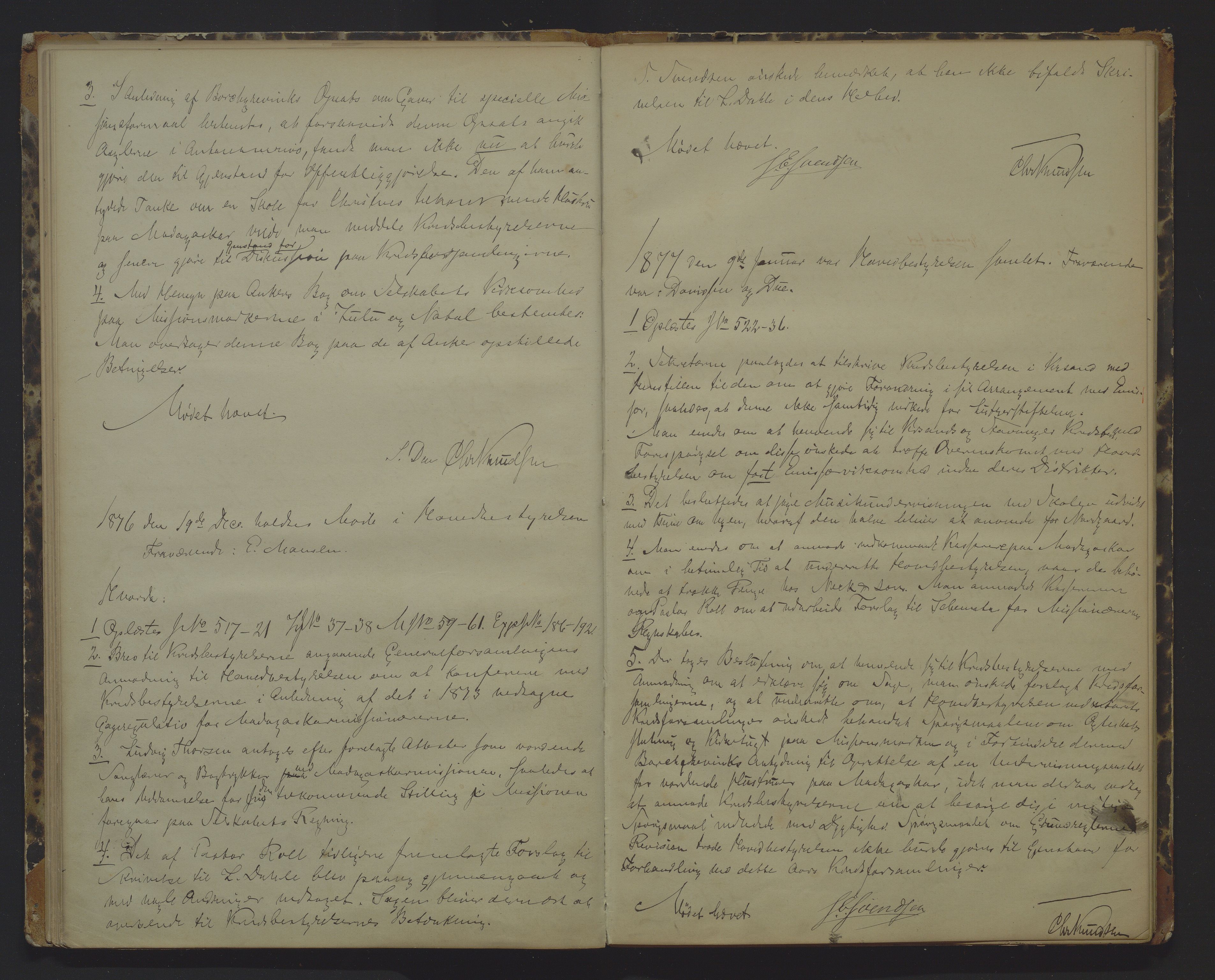 Det Norske Misjonsselskap - hovedadministrasjonen, VID/MA-A-1045/D/Da/Daa/L0009: Styreprotokoll nr. IV, 25. januar 1875 - 9. februar 1881, 1875-1881