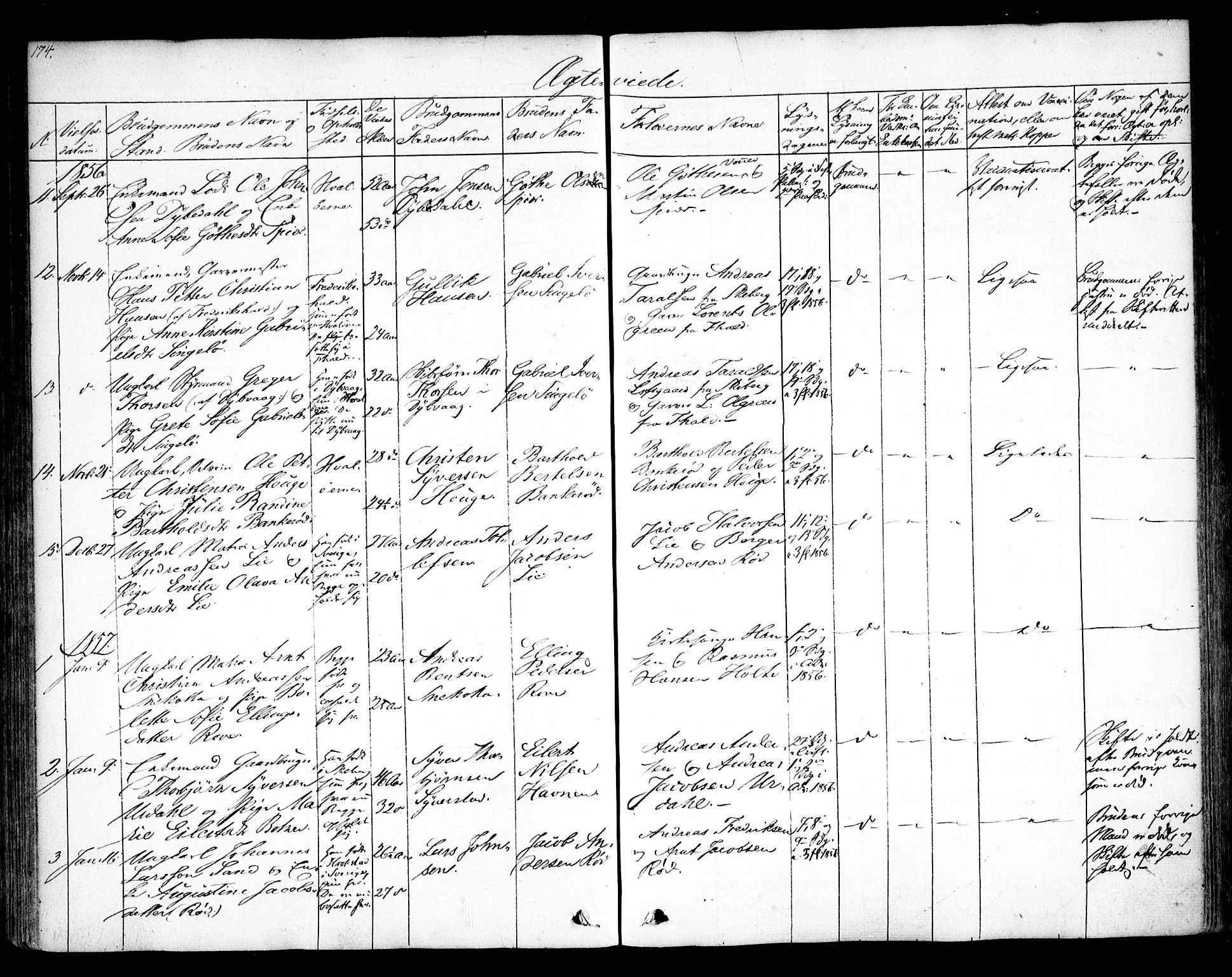 Hvaler prestekontor Kirkebøker, SAO/A-2001/F/Fa/L0006: Parish register (official) no. I 6, 1846-1863, p. 174