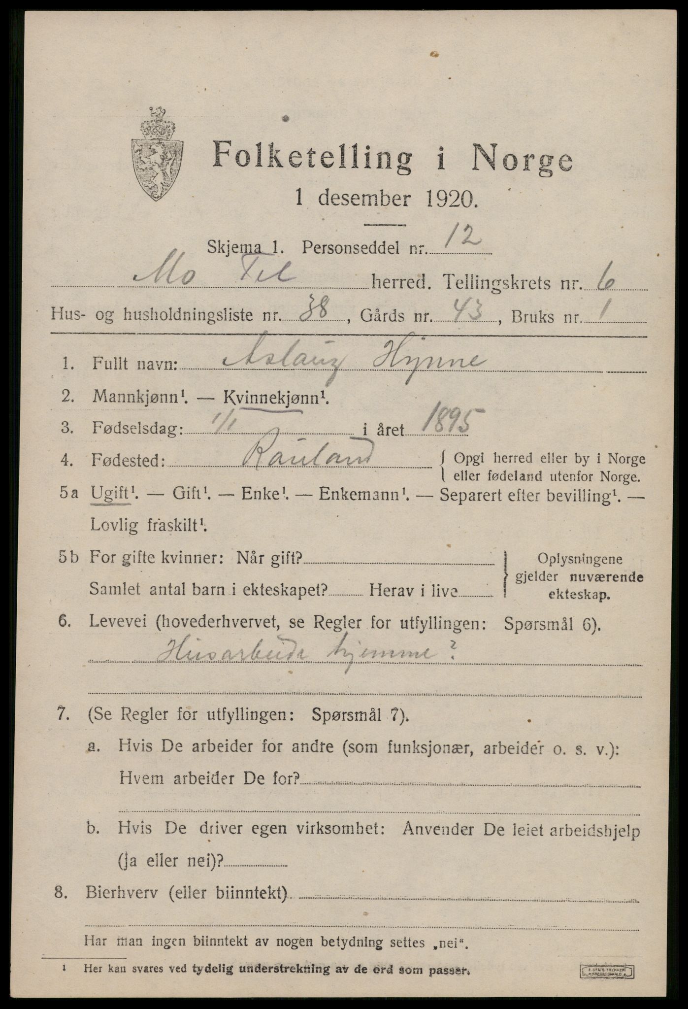 SAKO, 1920 census for Mo, 1920, p. 2580