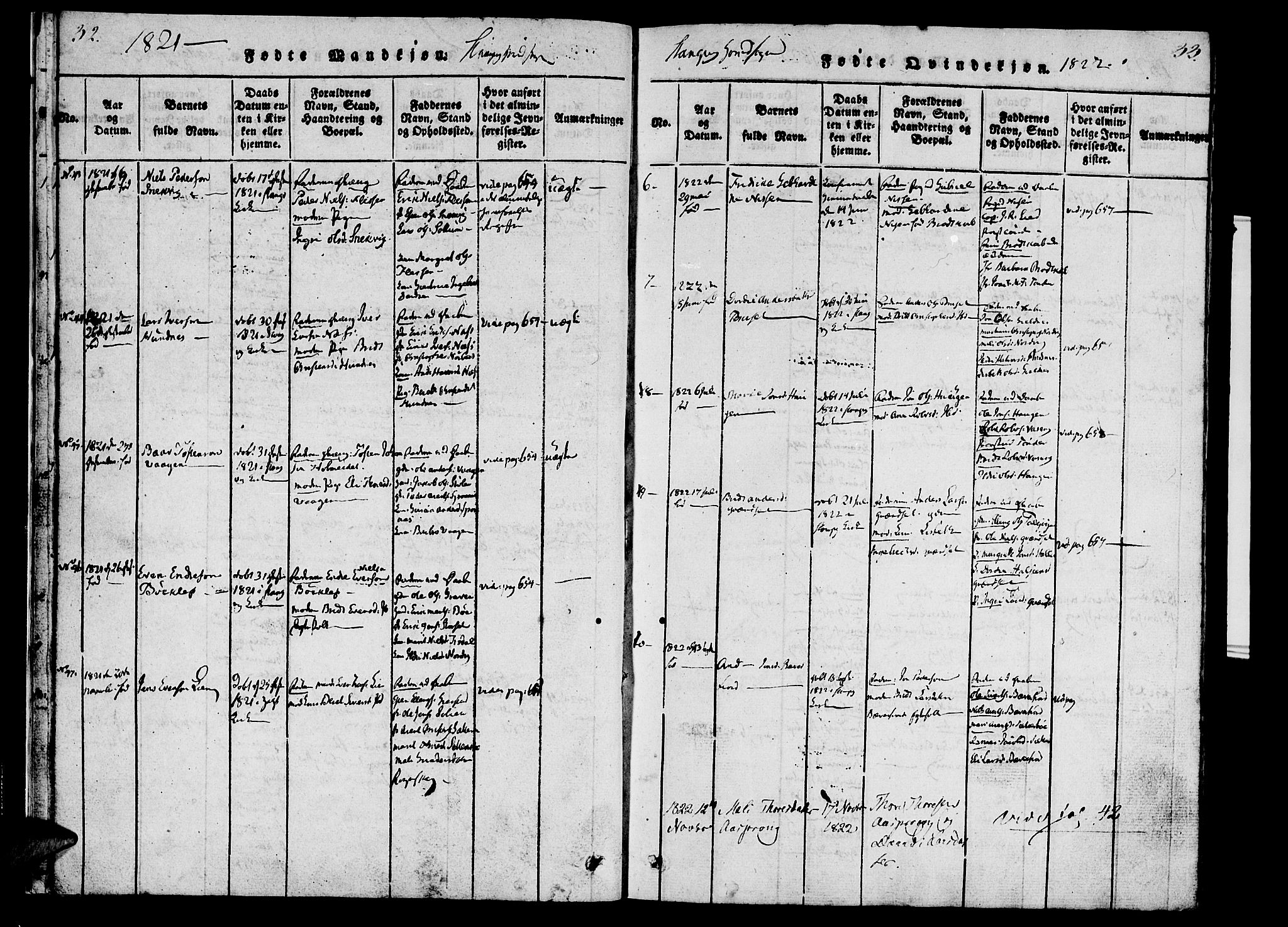 Ministerialprotokoller, klokkerbøker og fødselsregistre - Møre og Romsdal, AV/SAT-A-1454/592/L1023: Parish register (official) no. 592A02, 1820-1830, p. 32-33