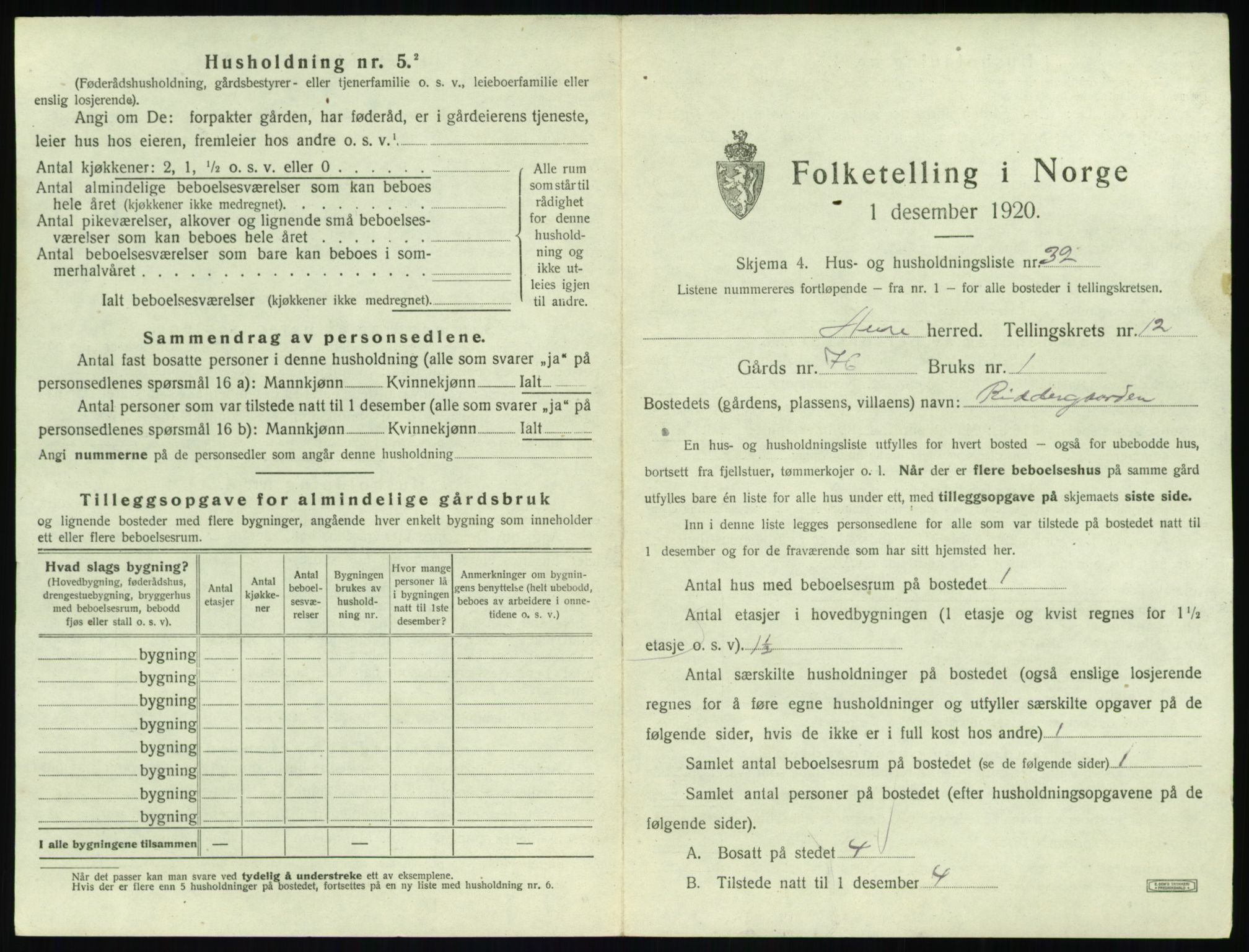 SAT, 1920 census for Aure, 1920, p. 756