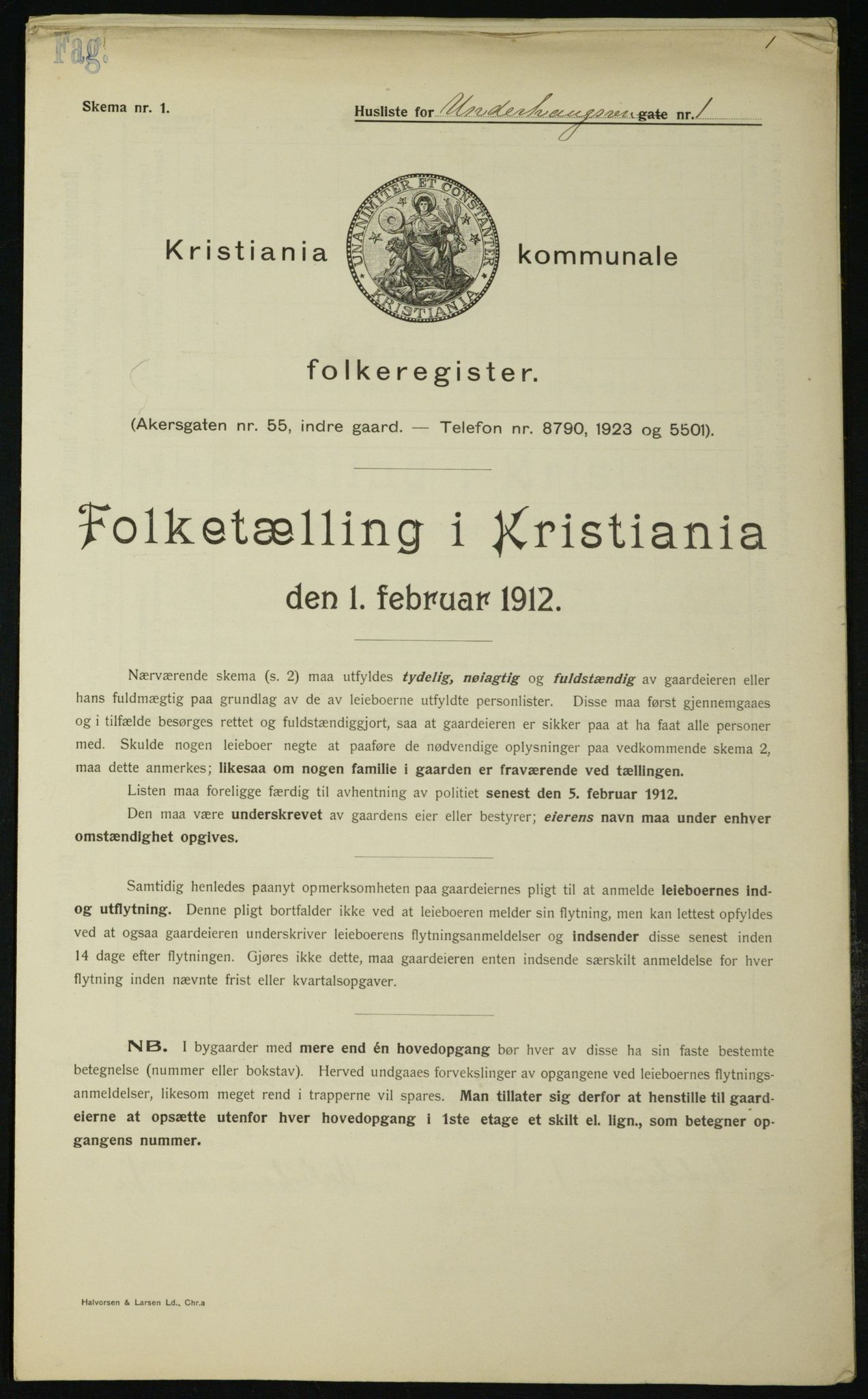 OBA, Municipal Census 1912 for Kristiania, 1912, p. 119722