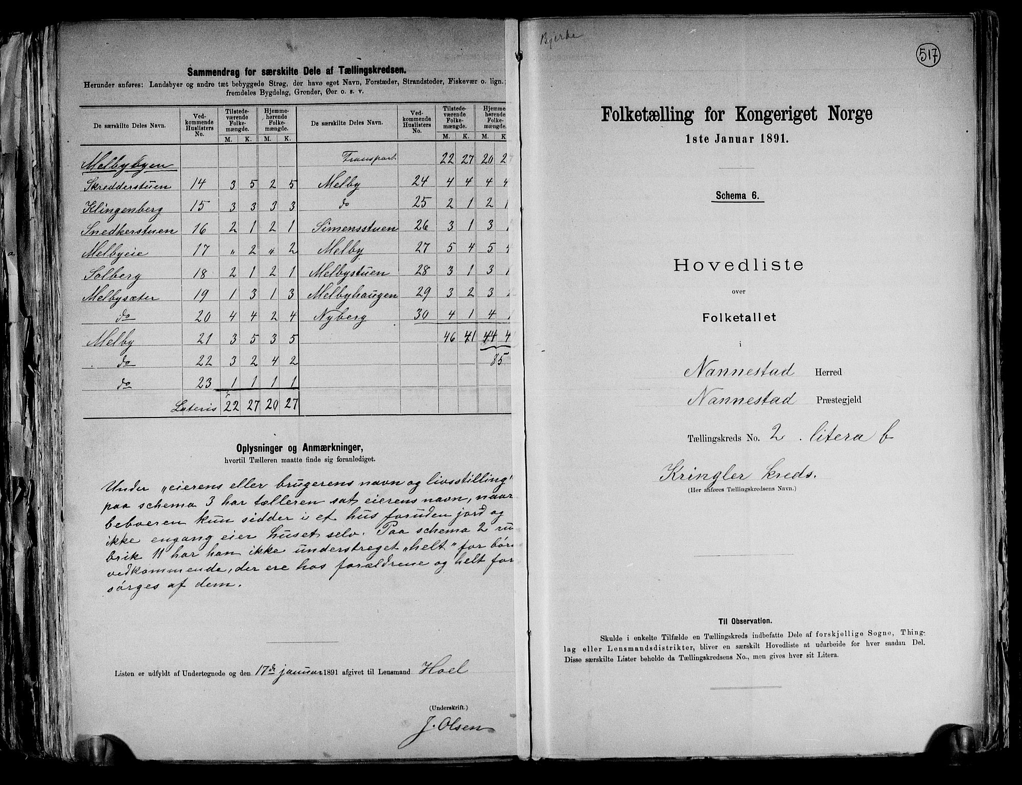 RA, 1891 census for 0238 Nannestad, 1891, p. 10