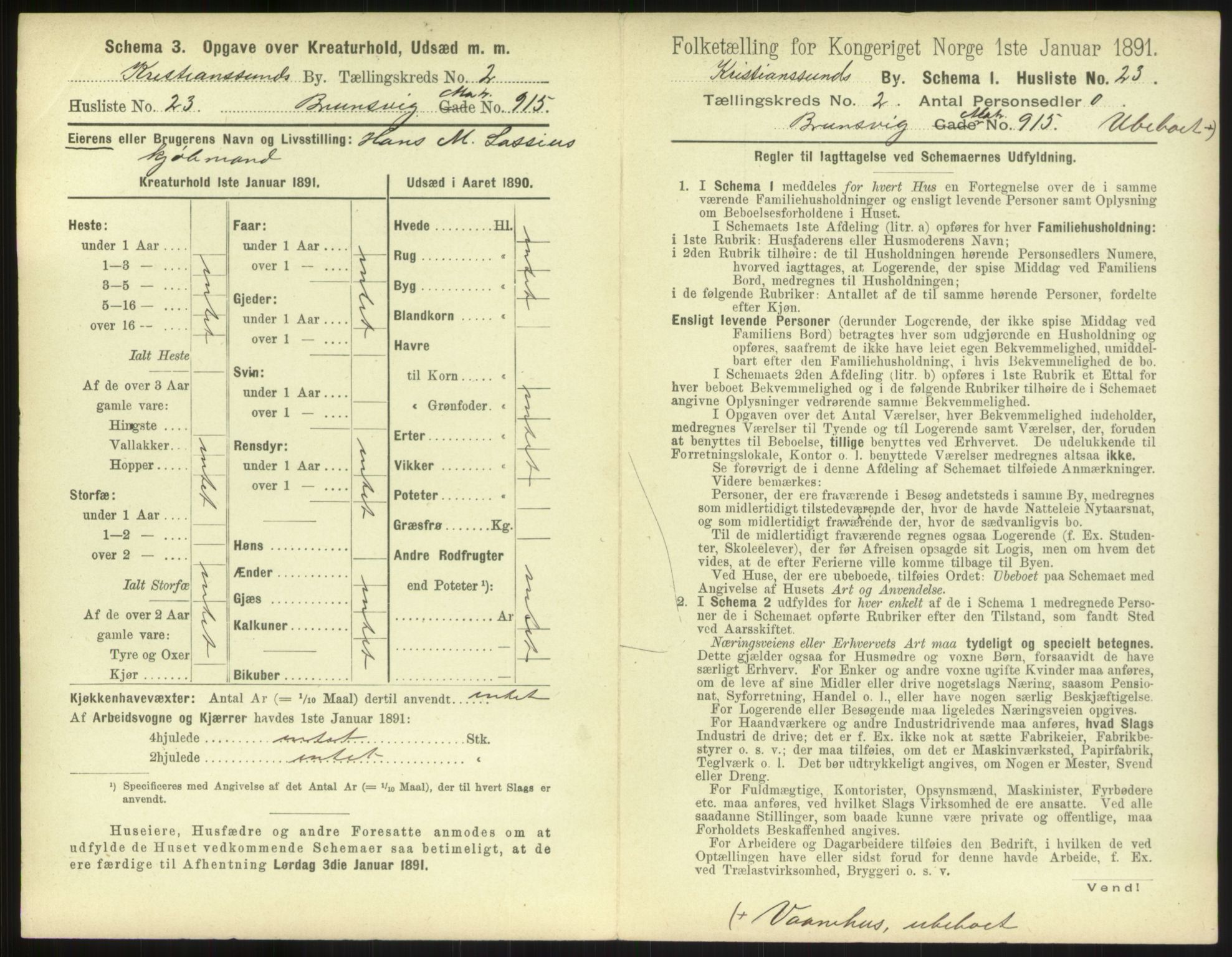 RA, 1891 census for 1503 Kristiansund, 1891, p. 196