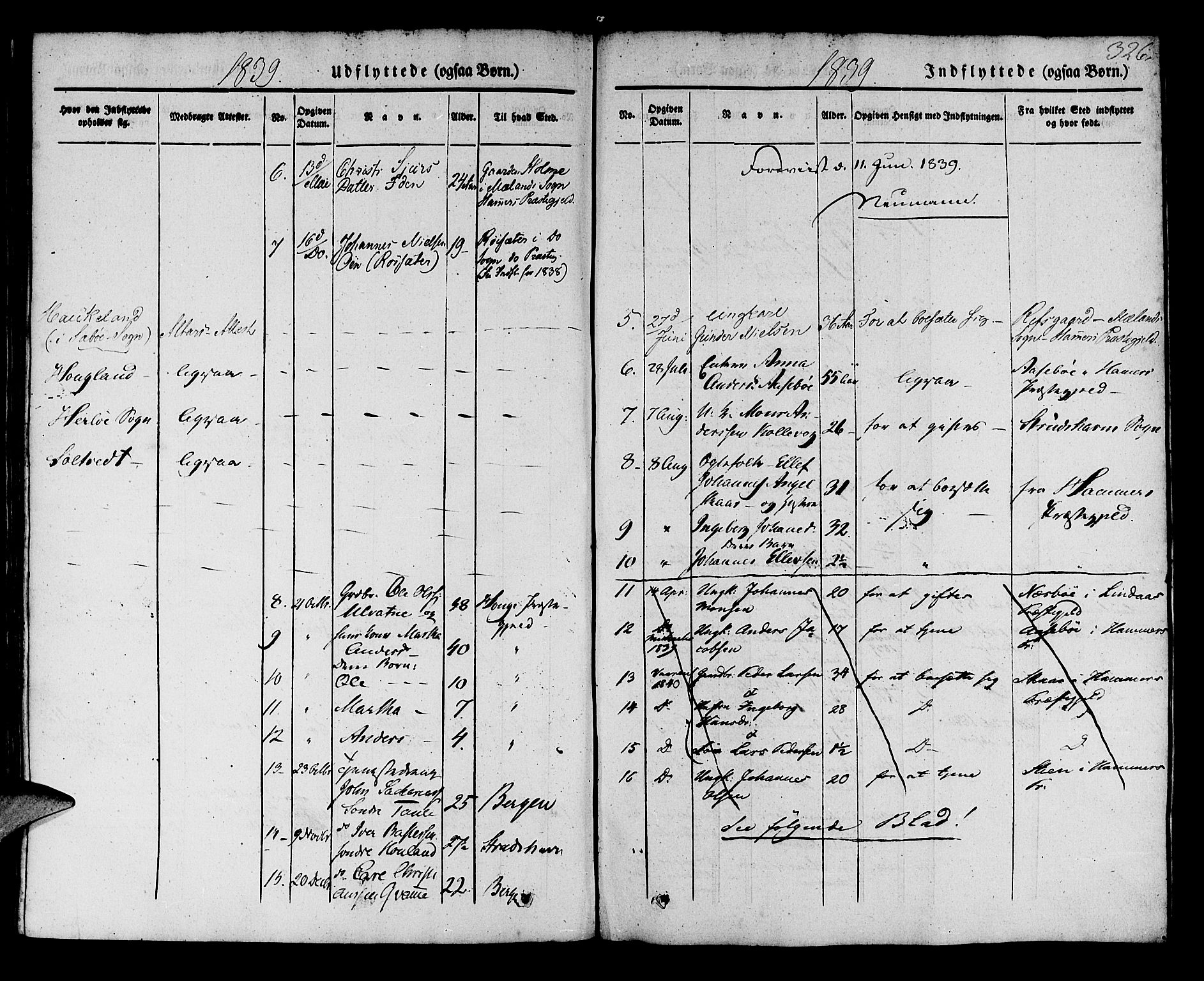 Manger sokneprestembete, AV/SAB-A-76801/H/Haa: Parish register (official) no. A 5, 1839-1848, p. 326