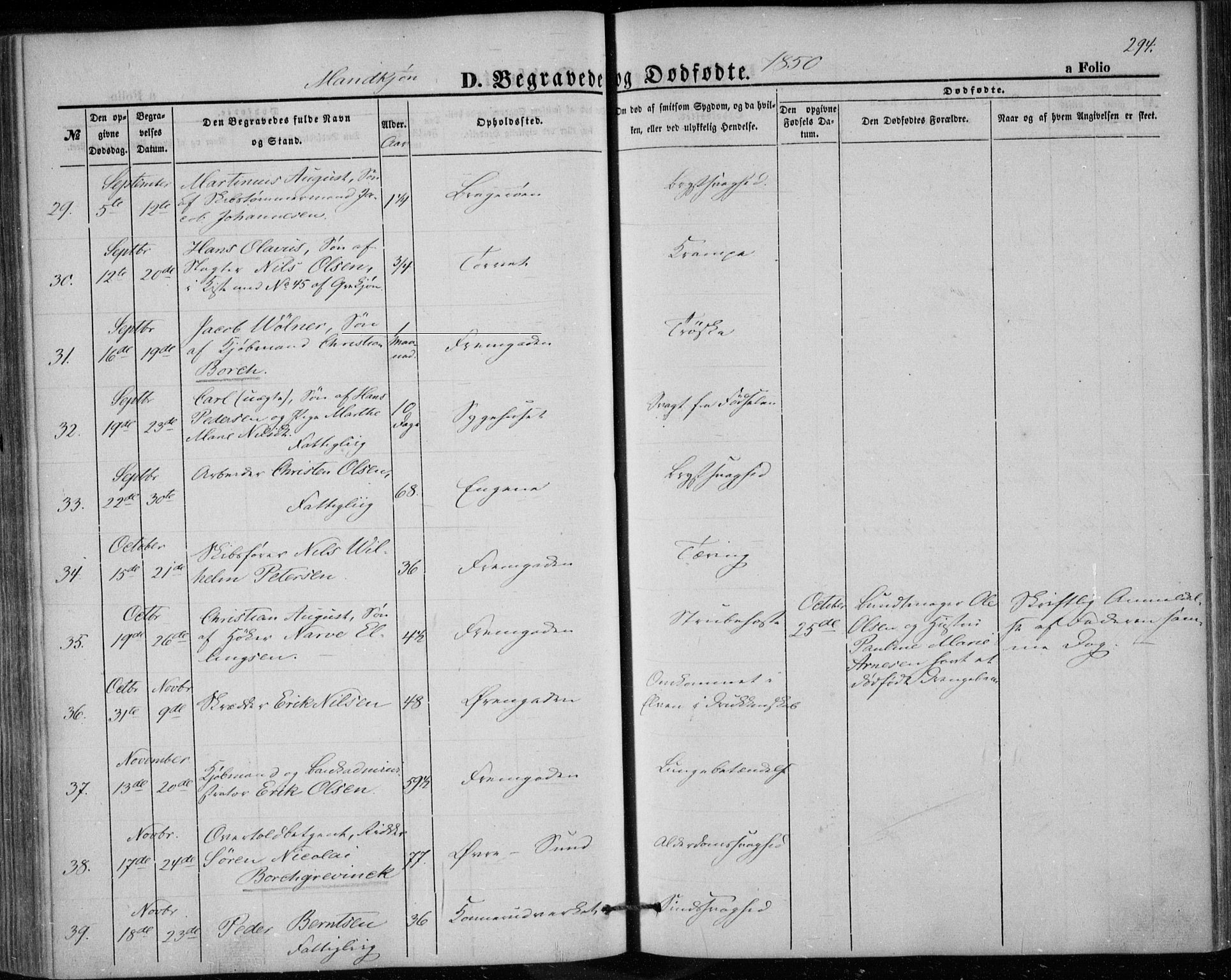 Bragernes kirkebøker, AV/SAKO-A-6/F/Fb/L0002: Parish register (official) no. II 2, 1848-1859, p. 294