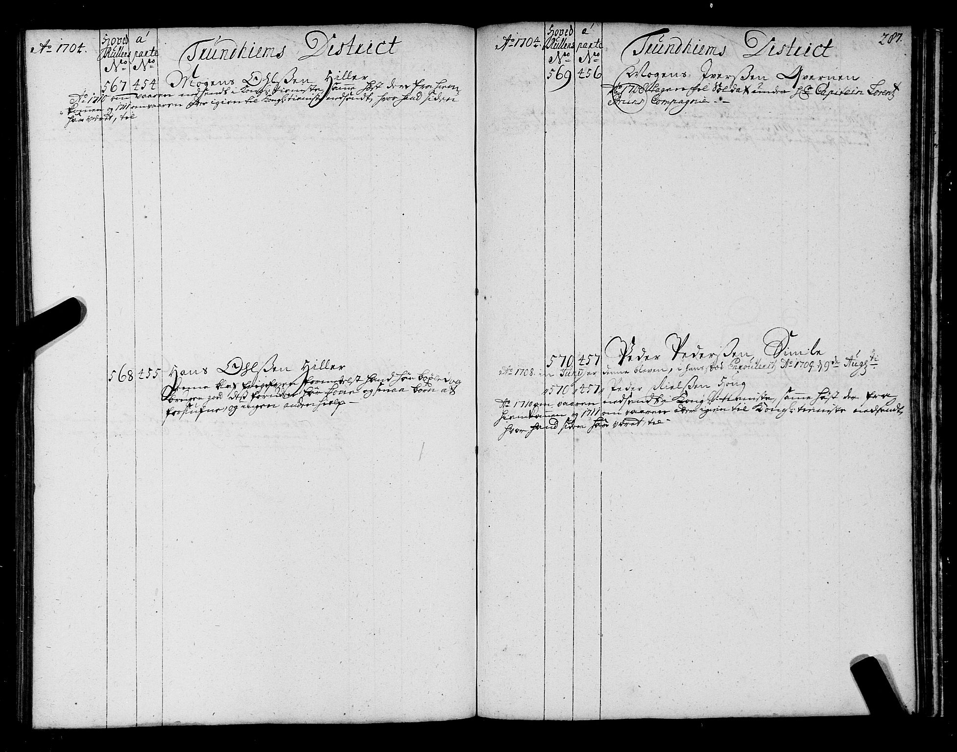 Sjøinnrulleringen - Trondhjemske distrikt, AV/SAT-A-5121/01/L0004: Ruller over sjøfolk i Trondhjem by, 1704-1710, p. 287